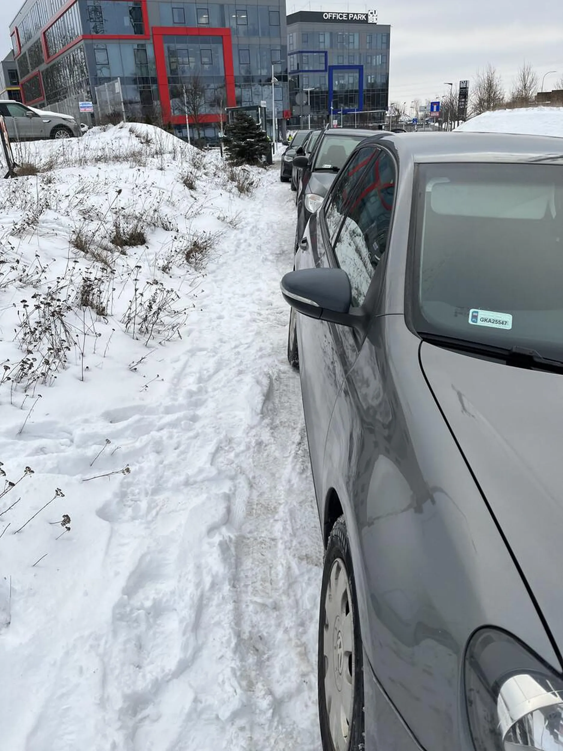 Kaszubski burak parkując zablokował cały chodnik. Cube Office Park