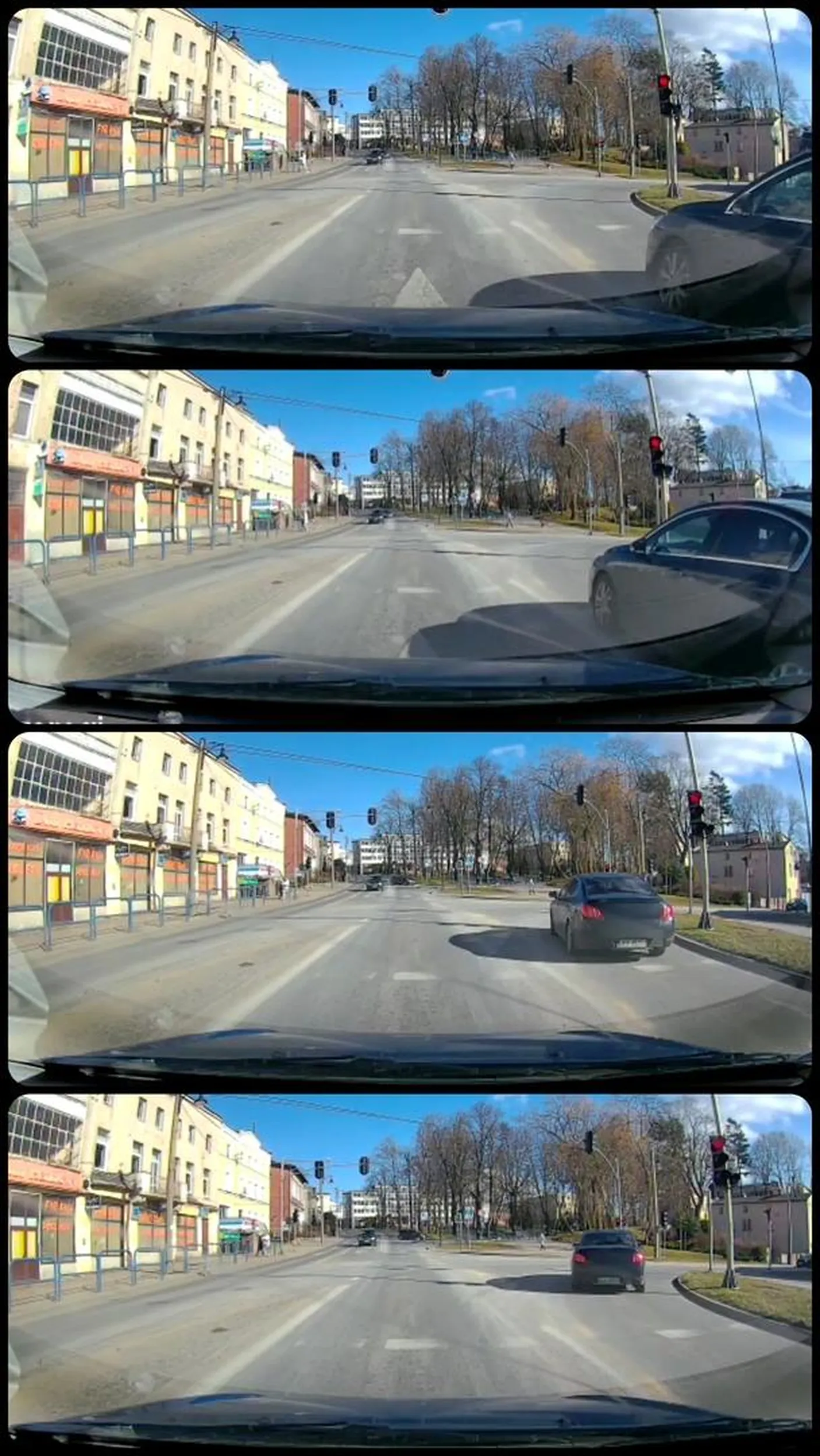 Od Chmielna siedzi na zderzaku żeby potem przejechać na czerwonym