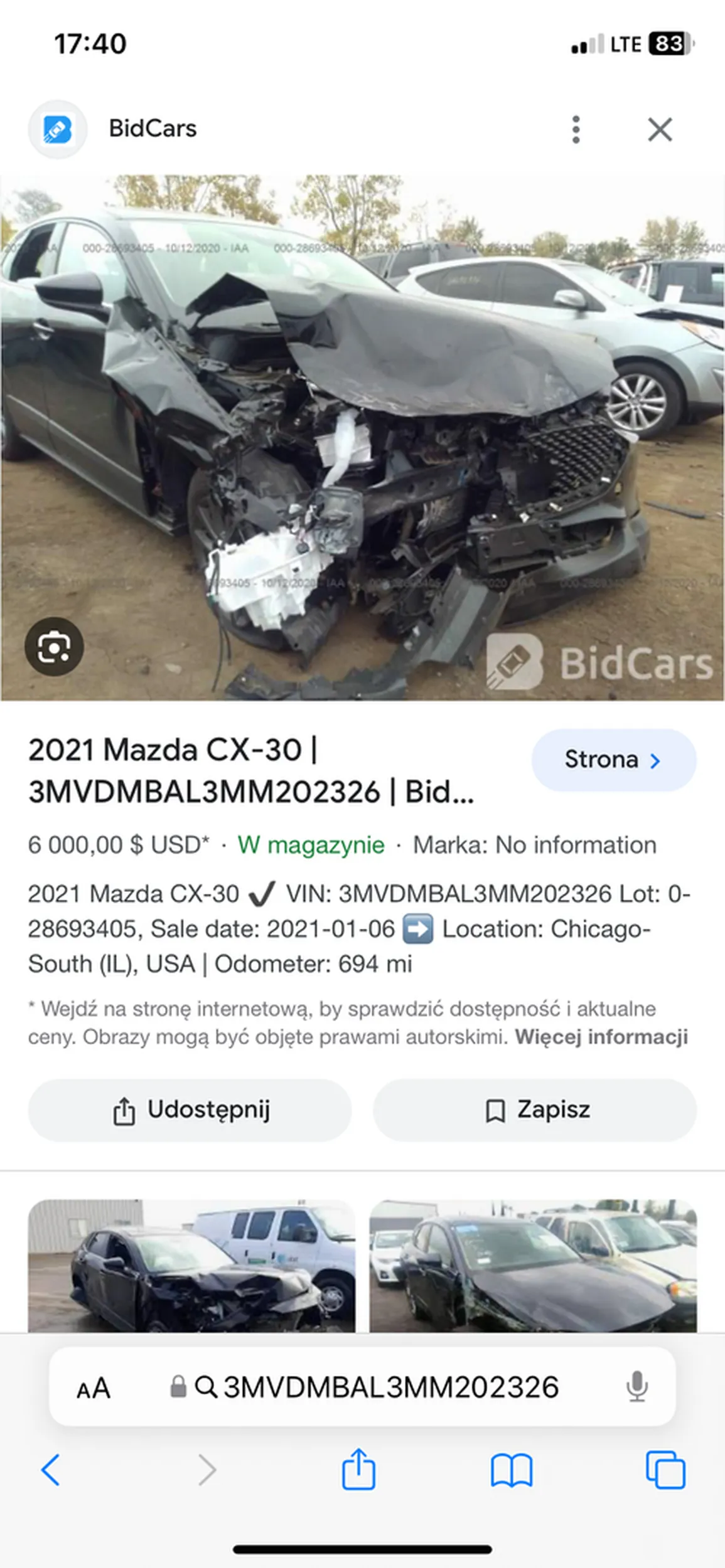 Trumna na kółkach, sprowadzina z USA