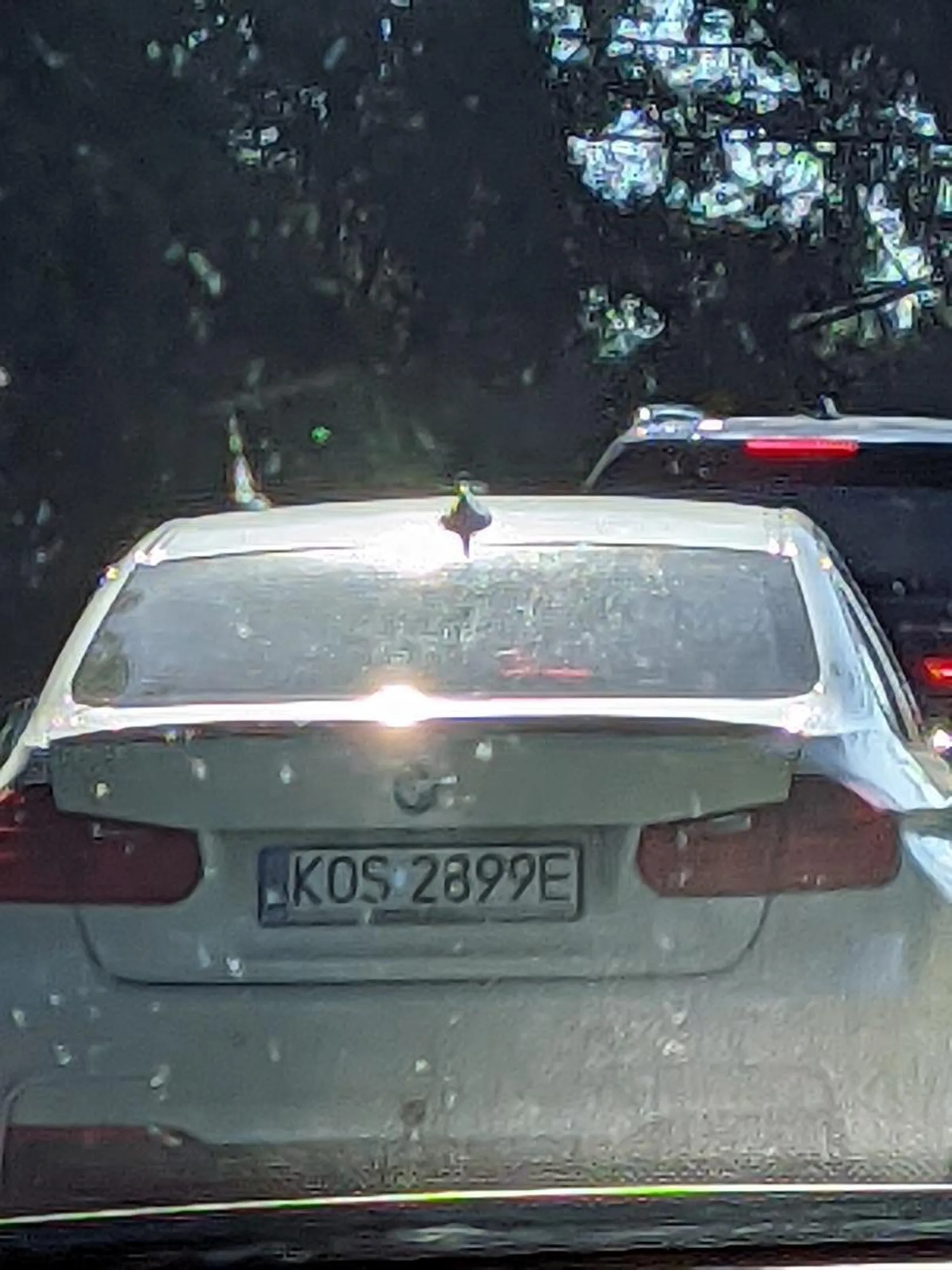 Nieodpowiedzialny kierowca z białego BMW zatruwa środowisko, wyrzucając butelkę przez okno. Smutne i nieakceptowalne.