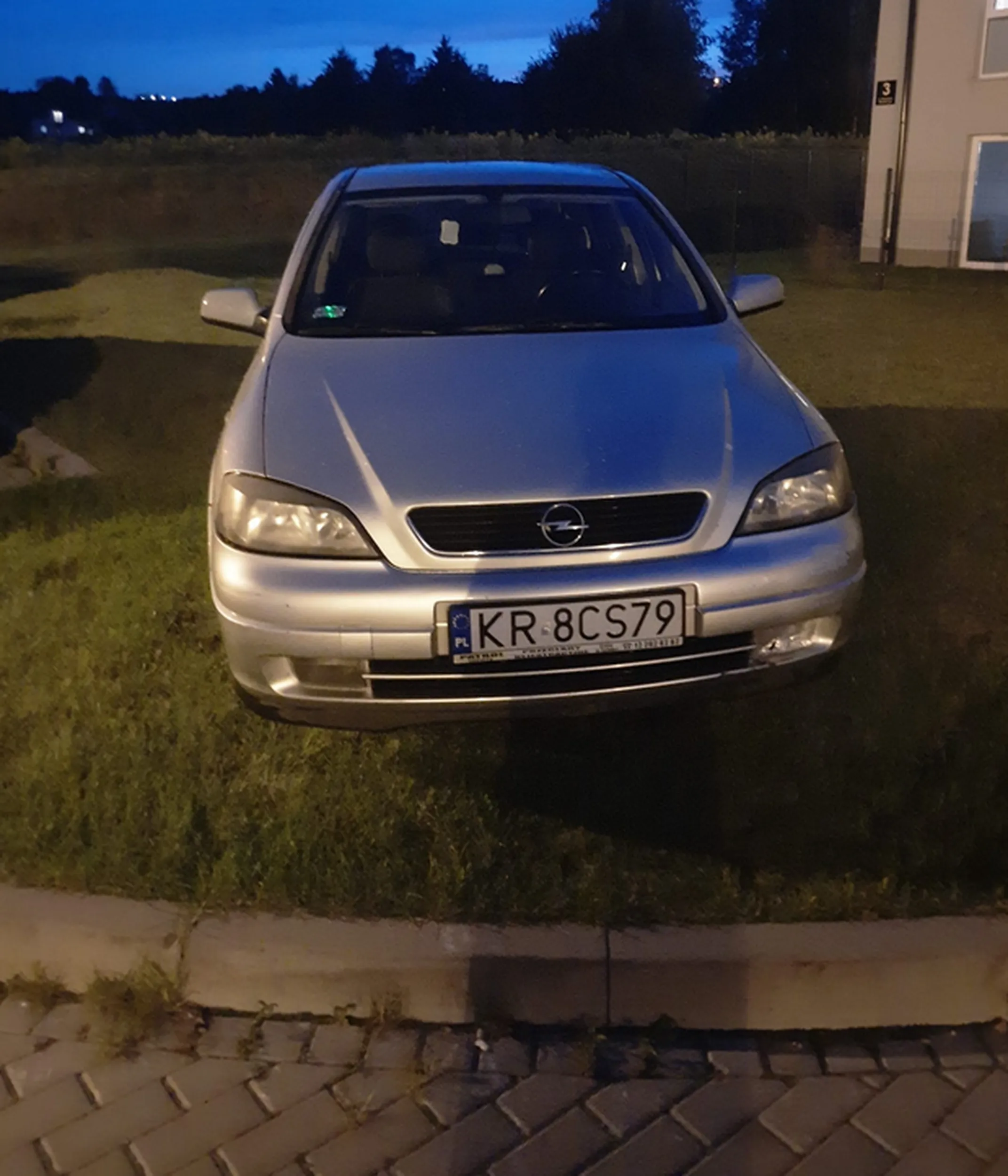 parkuje na pasie zieleni