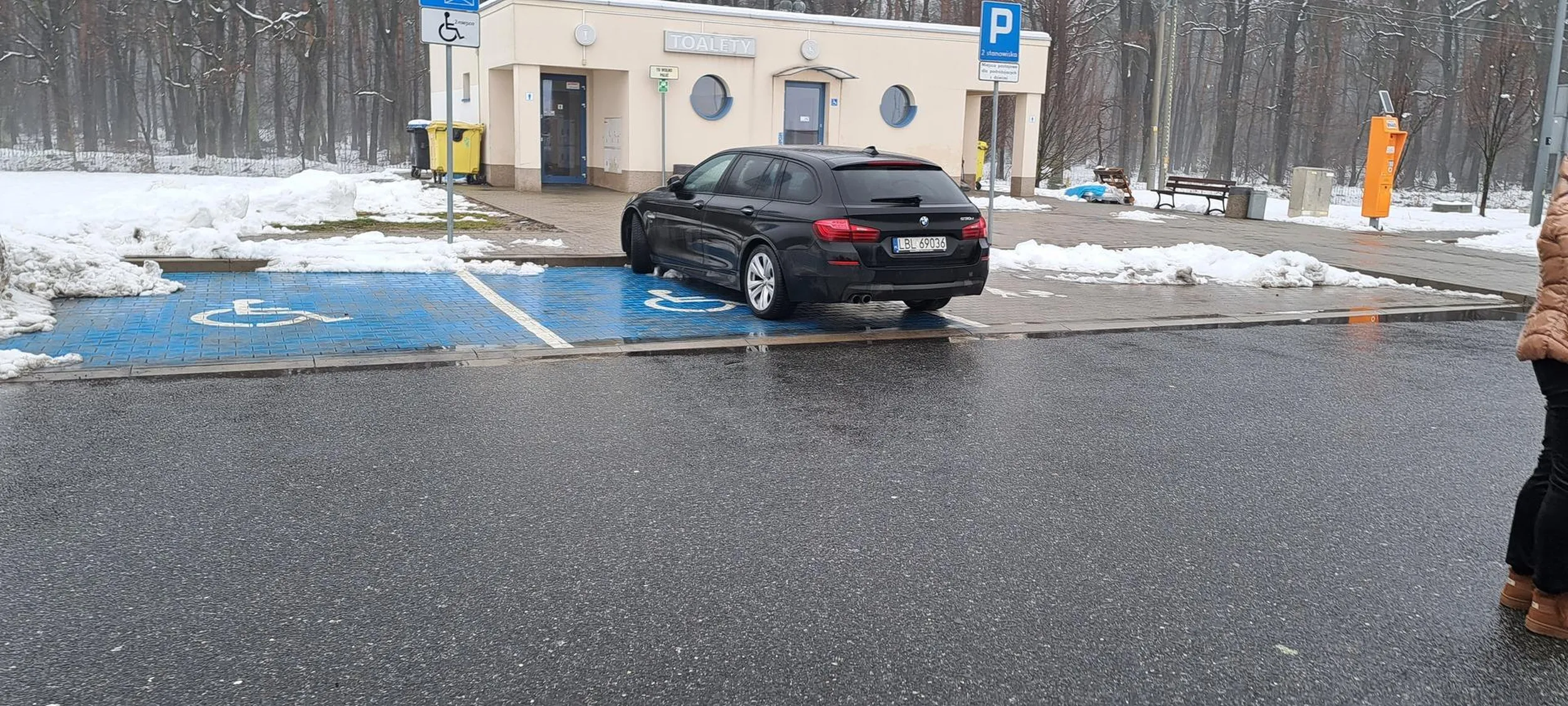 Palant zaparkował na miejscu dla niepełnosprawnych poczym udał się z rodziną do McDonalds