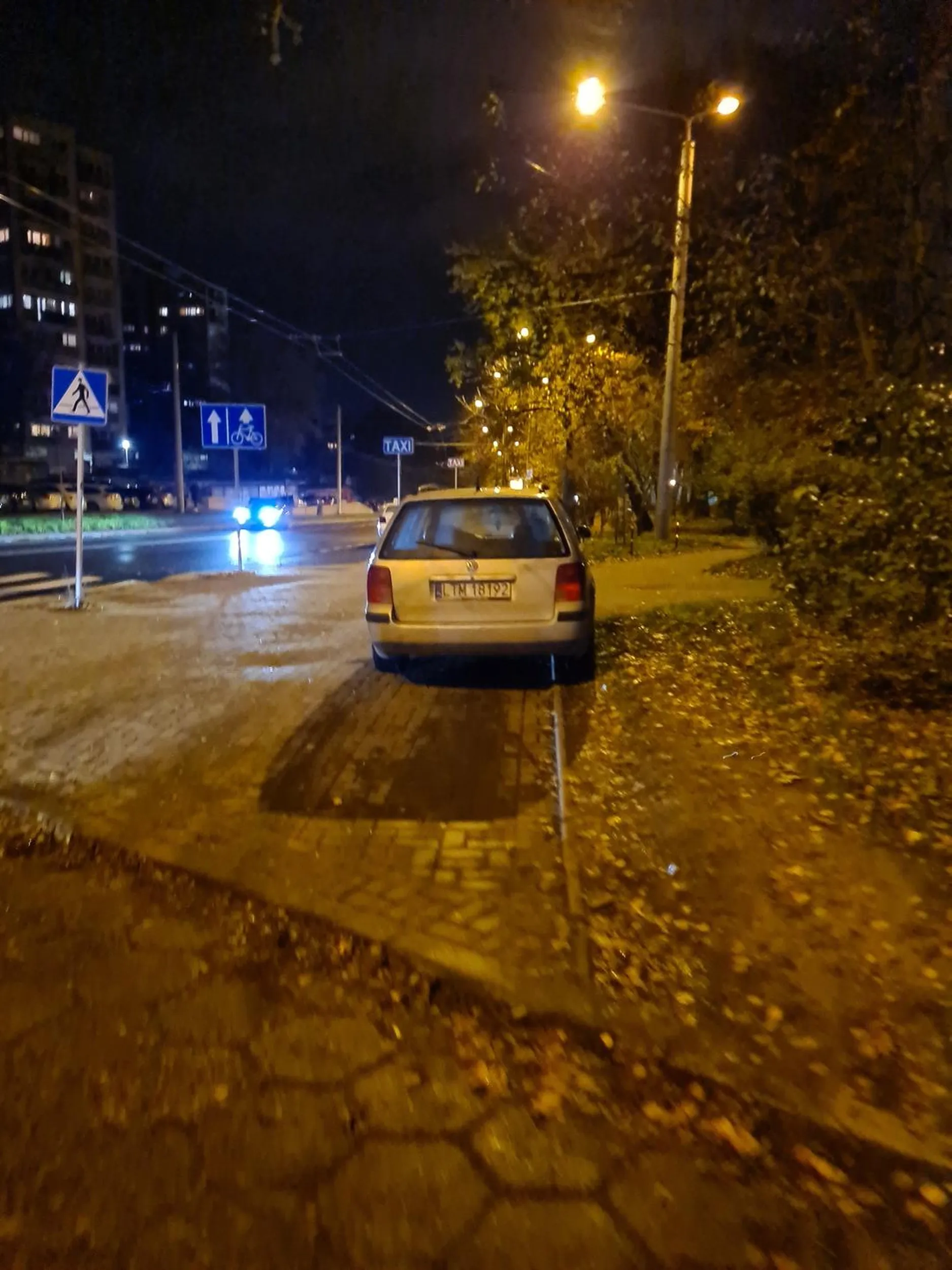 Jeżdzi po chodniku i rozjeżdża trawnik