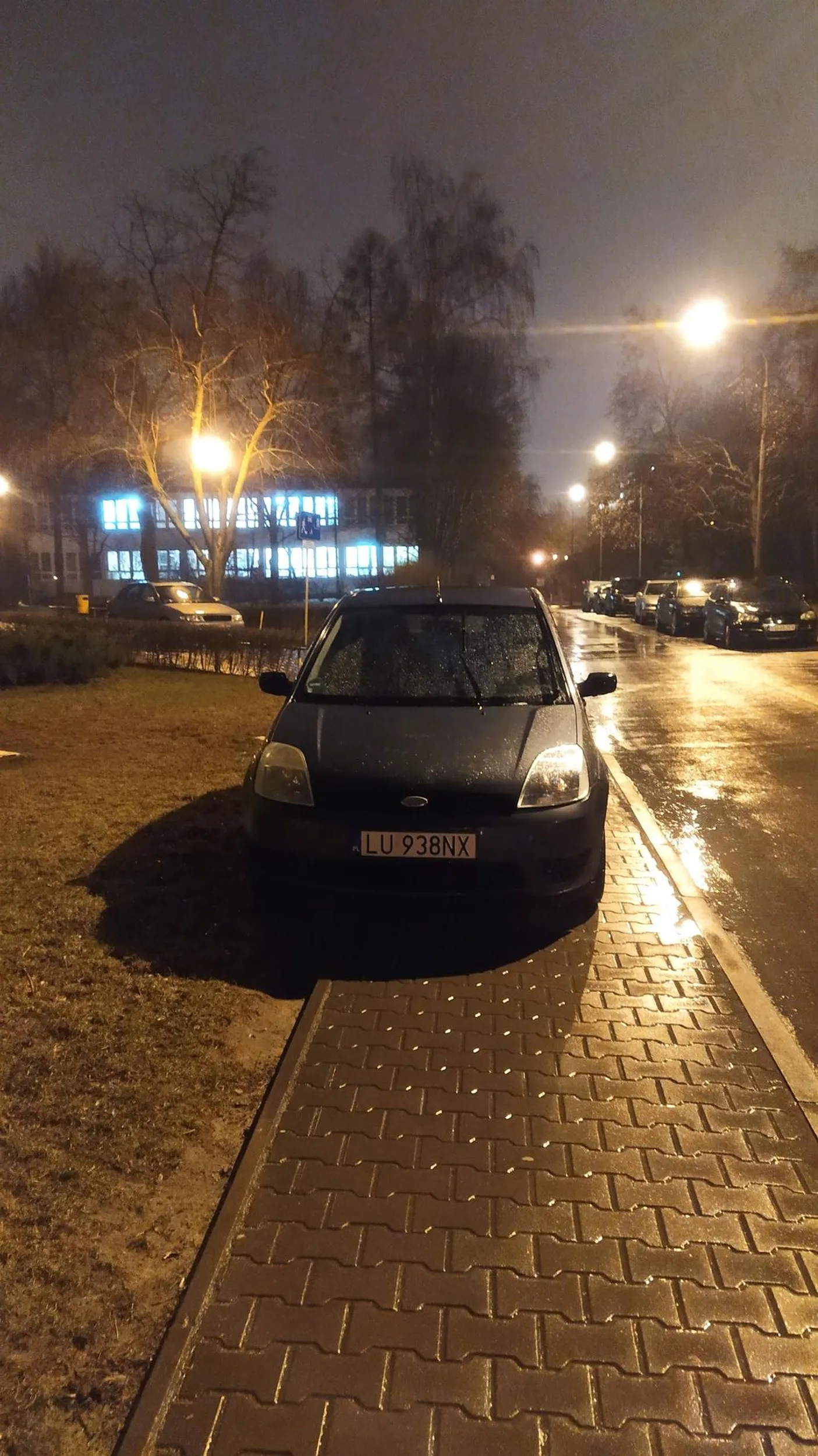 Podziękowania dla kierowcy za zablokowanie chodnika i niszczenie trawnika.