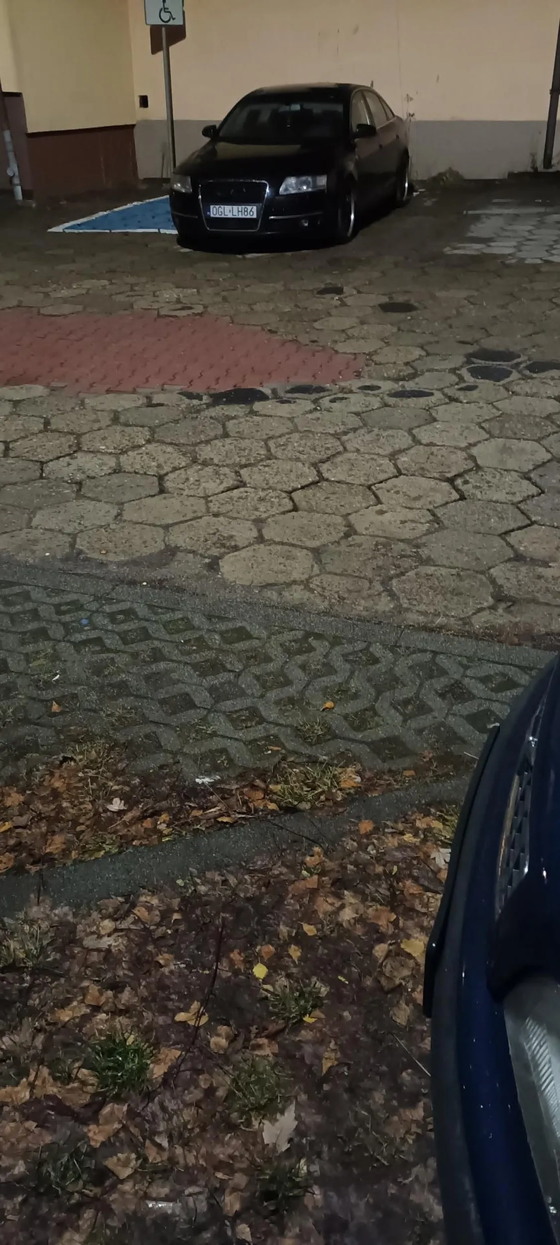 Cztery zera na masce nie upoważniają do parkowania na miejscu dla inwalidów. Brak odpowiedniego zezwolenia.