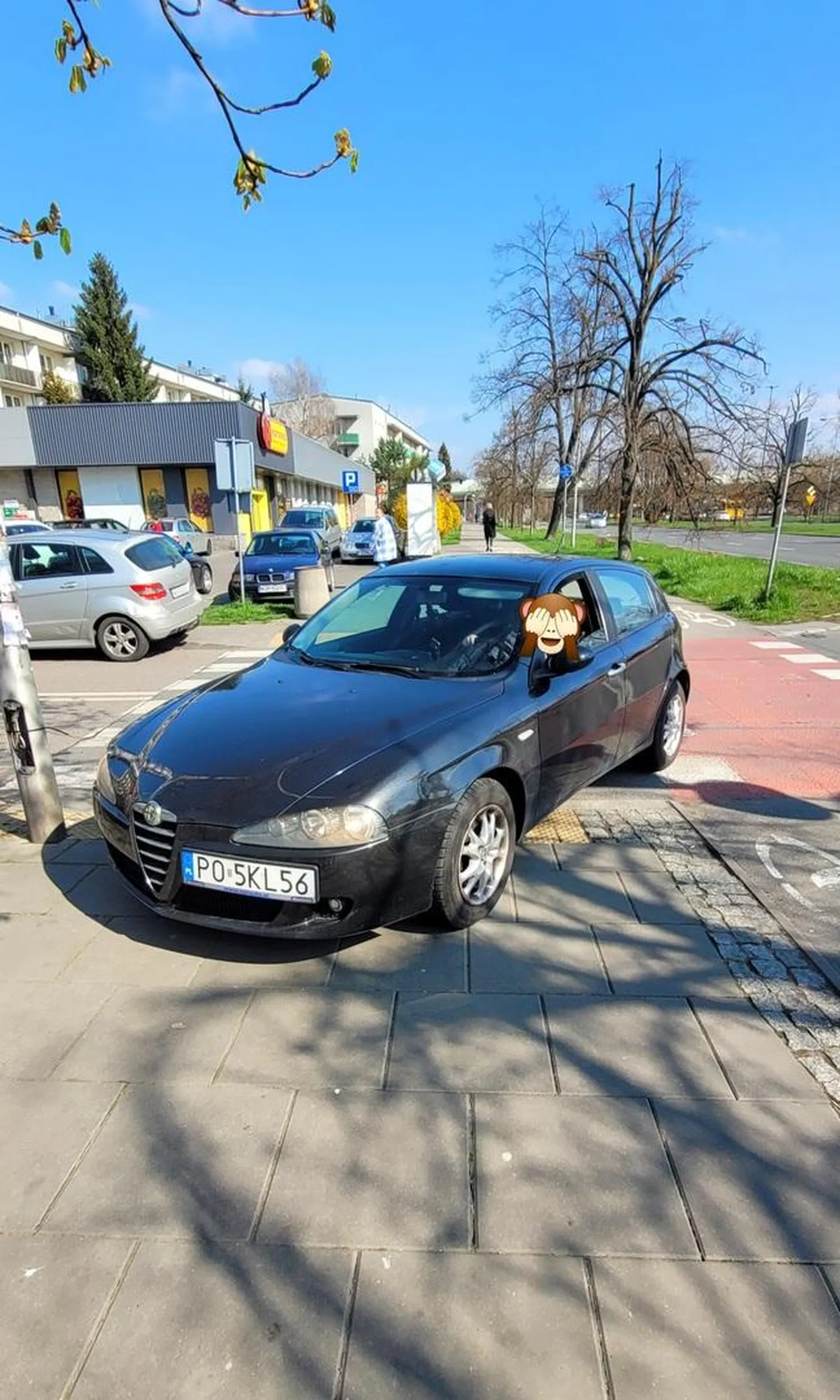 Świetnie Pani jeździ. Prawie doprowadziła do zderzenia z rowerzystą.. tylko po to, żeby pojechać wzdłuż po przejściu dla pieszych i zaparkować na nim. No ale to tylko do bankomatu więc można.