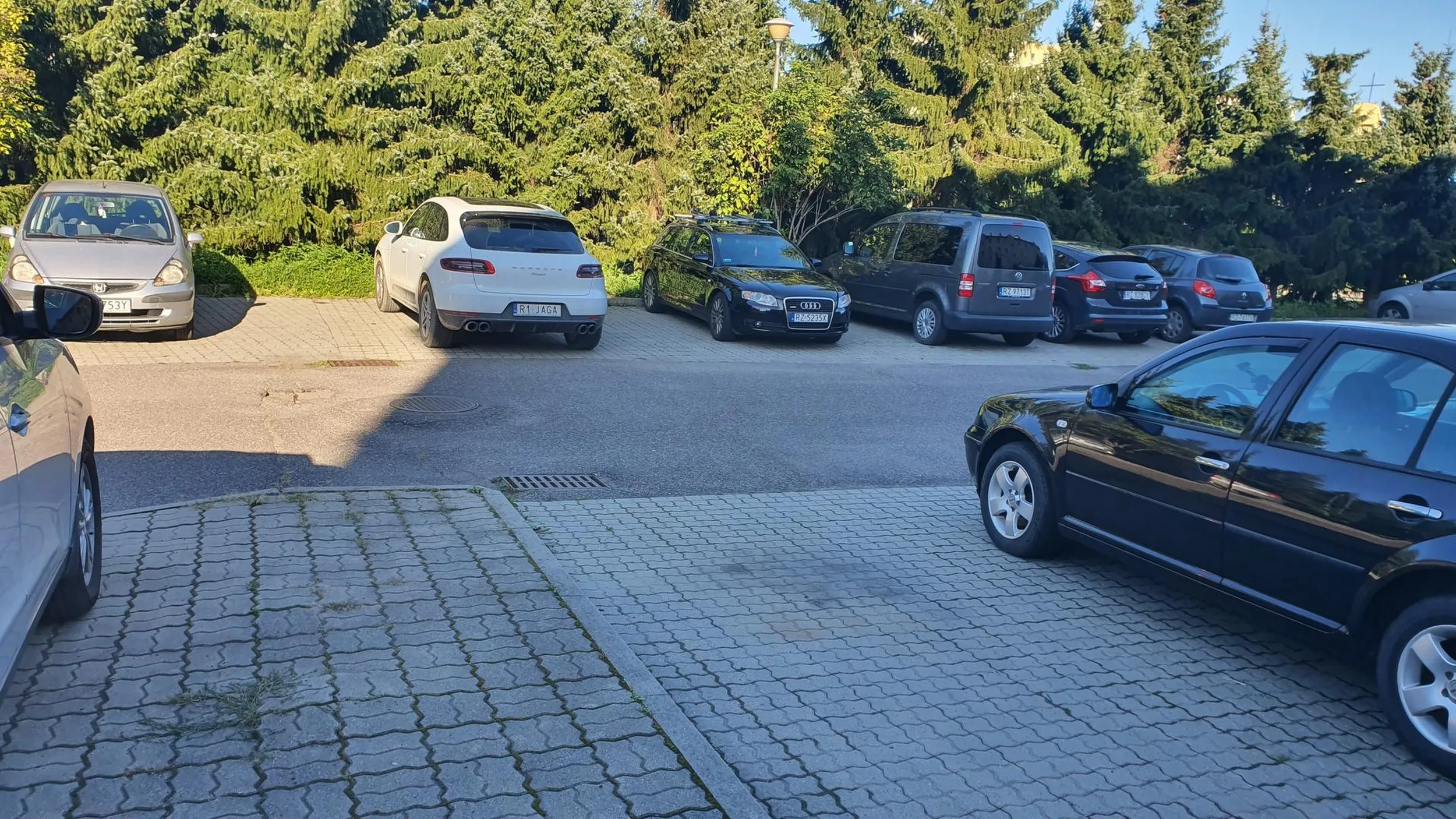 Księżniczka sama na parkingu.