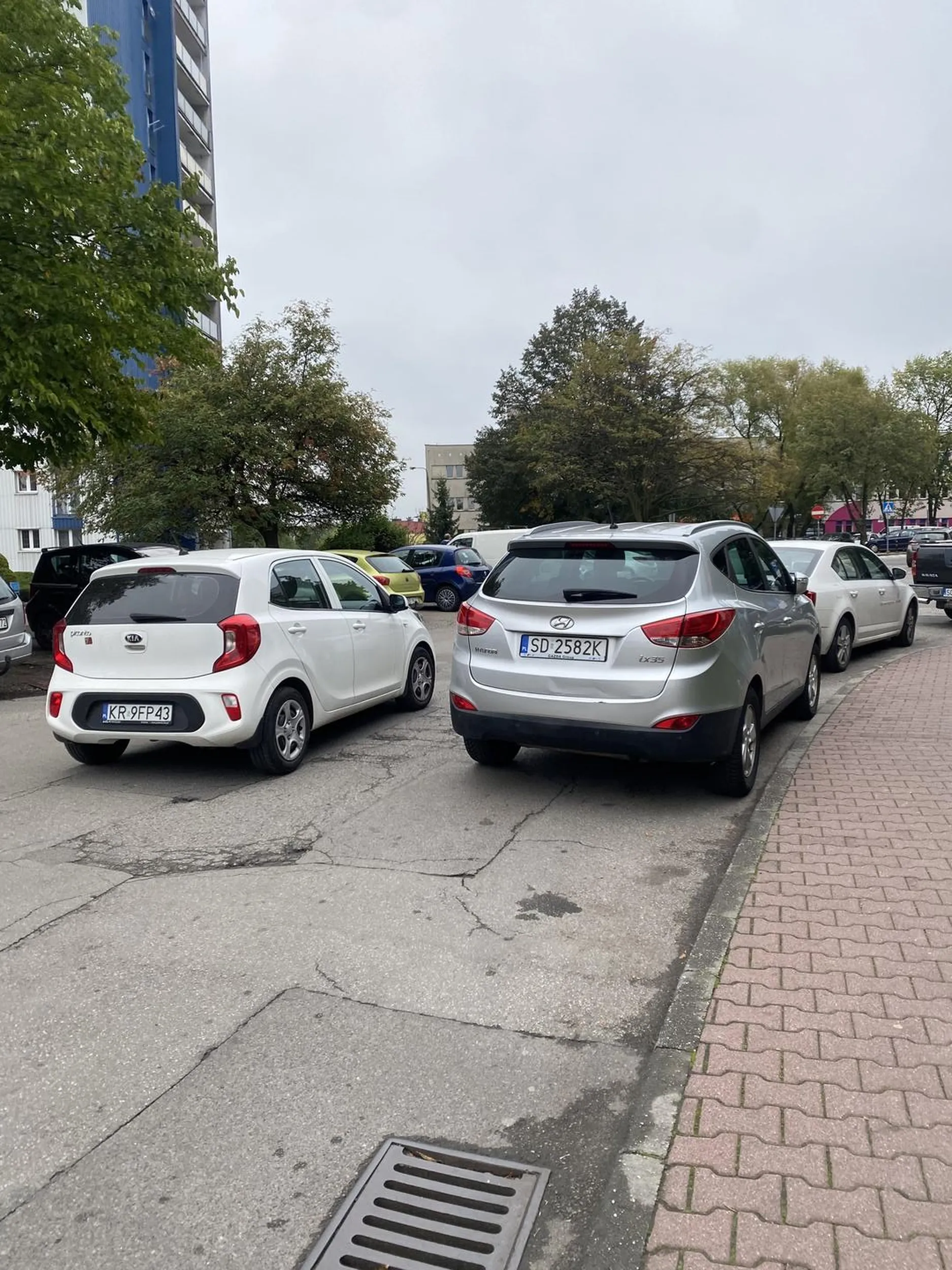 Kierowca z samochodu postanowił zaparkować przy samym przejściu dla pieszych, tak aby specjalnie zablokować ruch w jedną stronę i utrudniając widoczność pieszym tylko po to, aby mieć 5 kroków na targ. Jak widać na zdjęciu kierowca musi minąć pieszego na przejściu dla pieszych, bo kierowca postanowił sobie zablokować ruch. Bardzo nam przykro, że nie może Pan/Pani wjechać jeszcze na targ, ale te 5 kroków z miejsca parkingowego mogłyby pomóc. Niestety otyłość w tych czasach jest dużym problemem, dlatego mieszkańcy osiedla polecają ruszyć d*pę i zaparkować jak każdy człowiek, a nie k*tas.