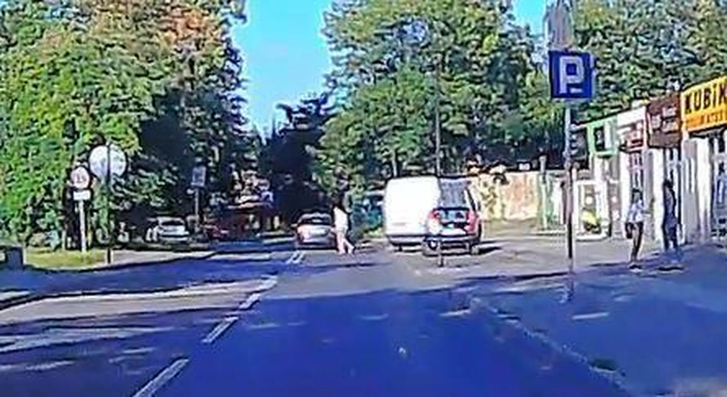 Wbiega pod samochody i biega po jezdni w tę i z powrotem.