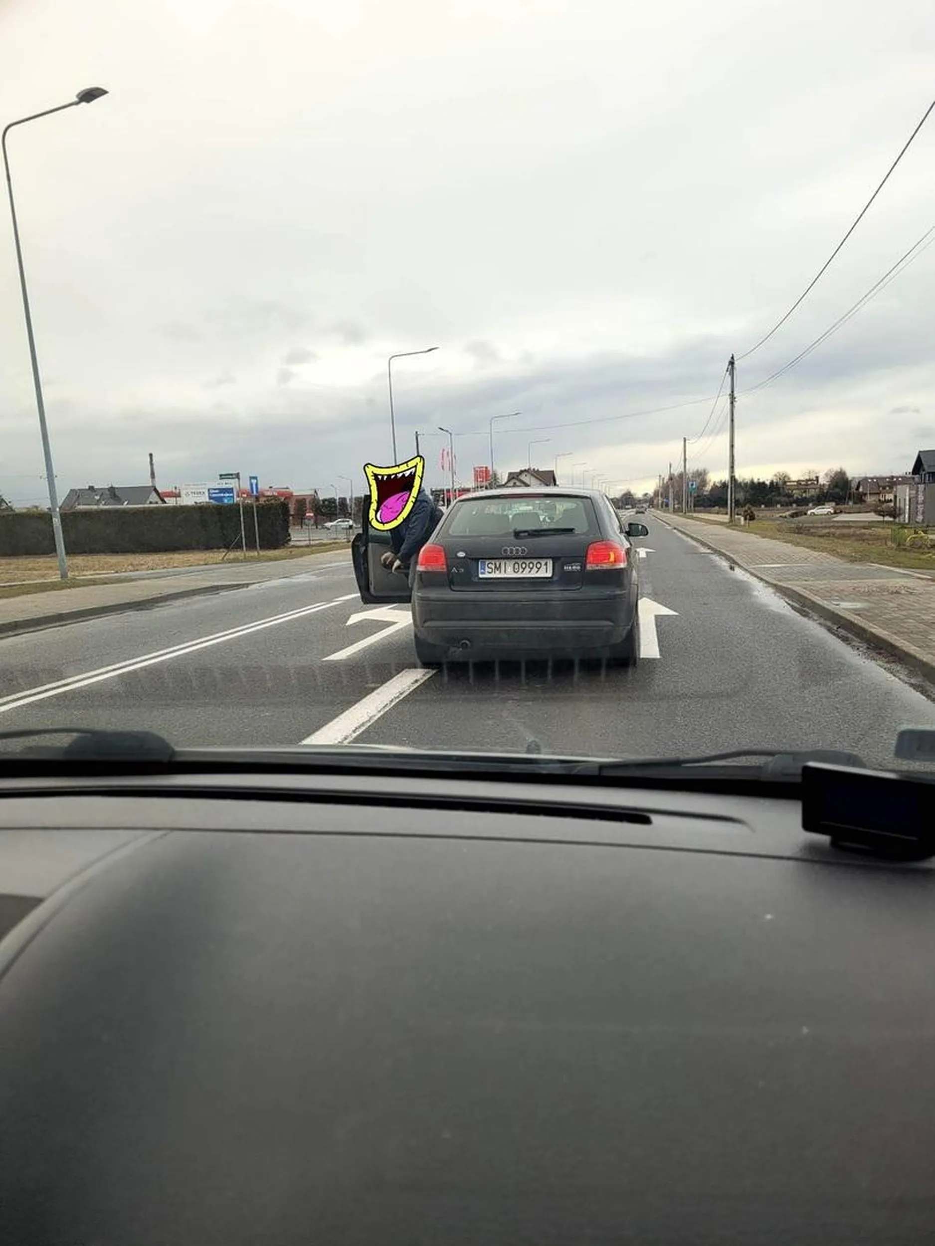 Uwaga na buraka hamującego ciągle przed samą maską na stłuczkę. Dodatkowo agresywny i szuka zaczepki.