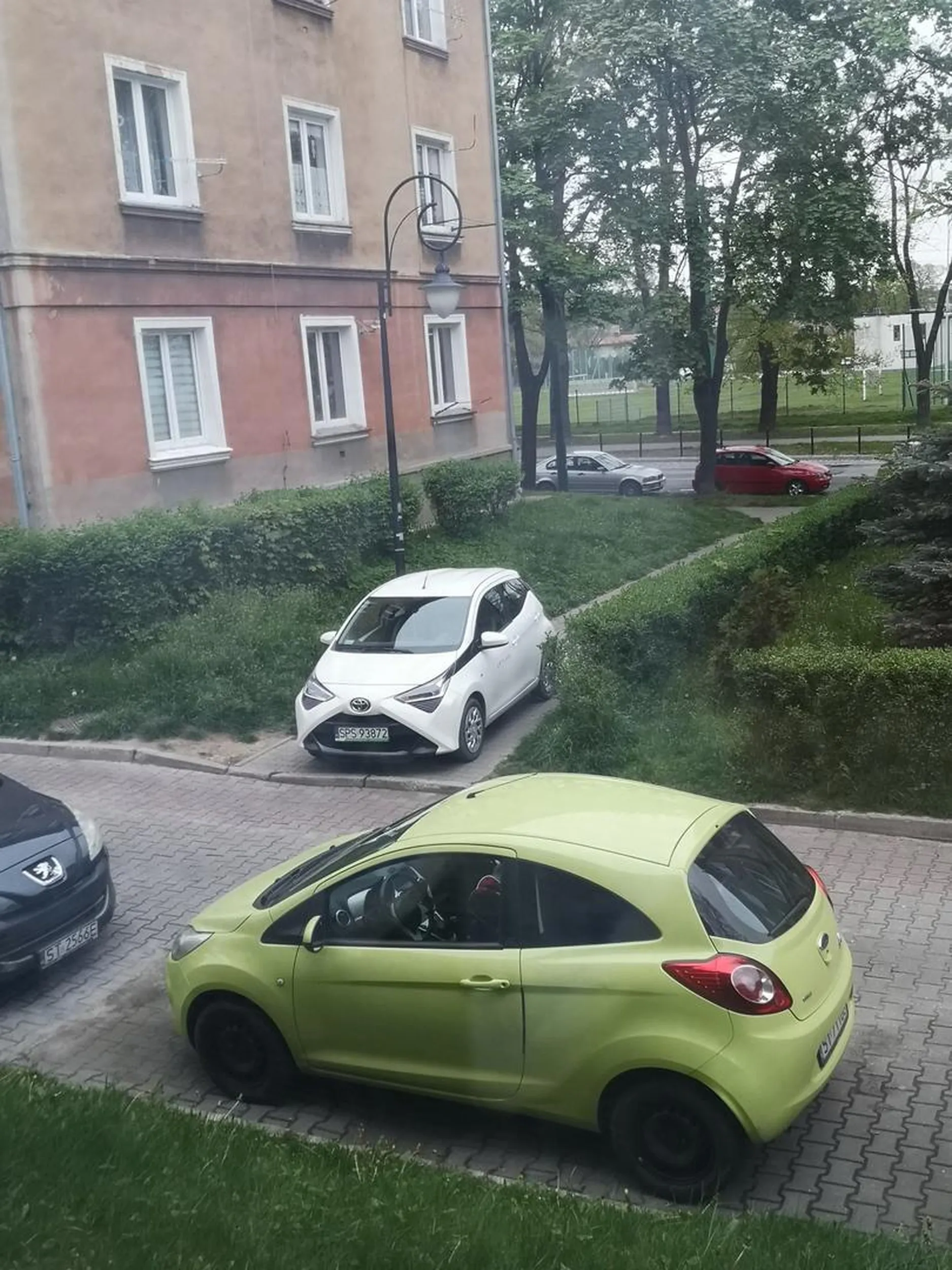 Mały ale jednak za duży na tym chodniku.