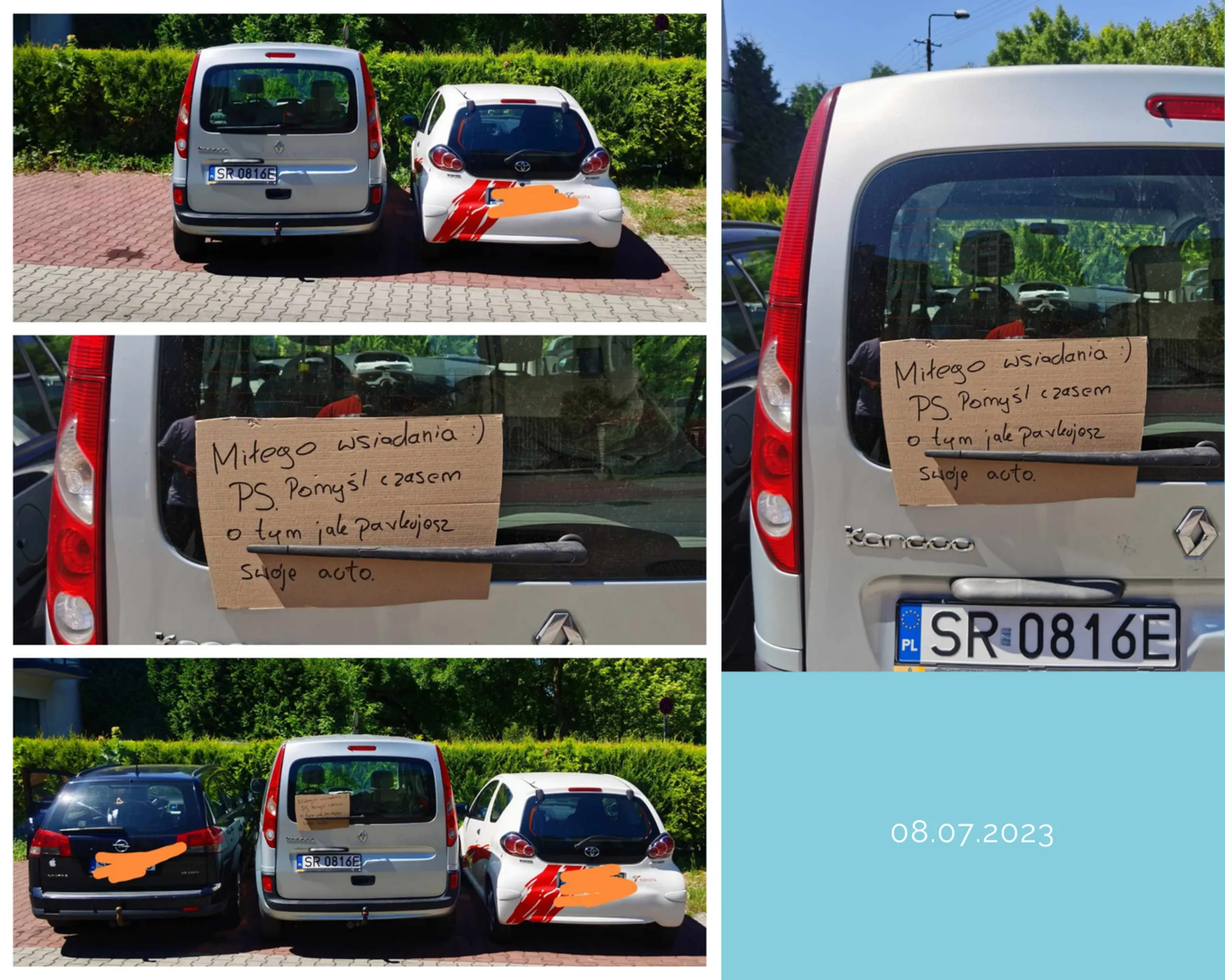 Pozwolę sobie zostawić dla kierowcy piękną pocztówkę. Żałuję tylko, że nie było dane mi zobaczyć jak wchodzisz do samochodu przez bagażnik.