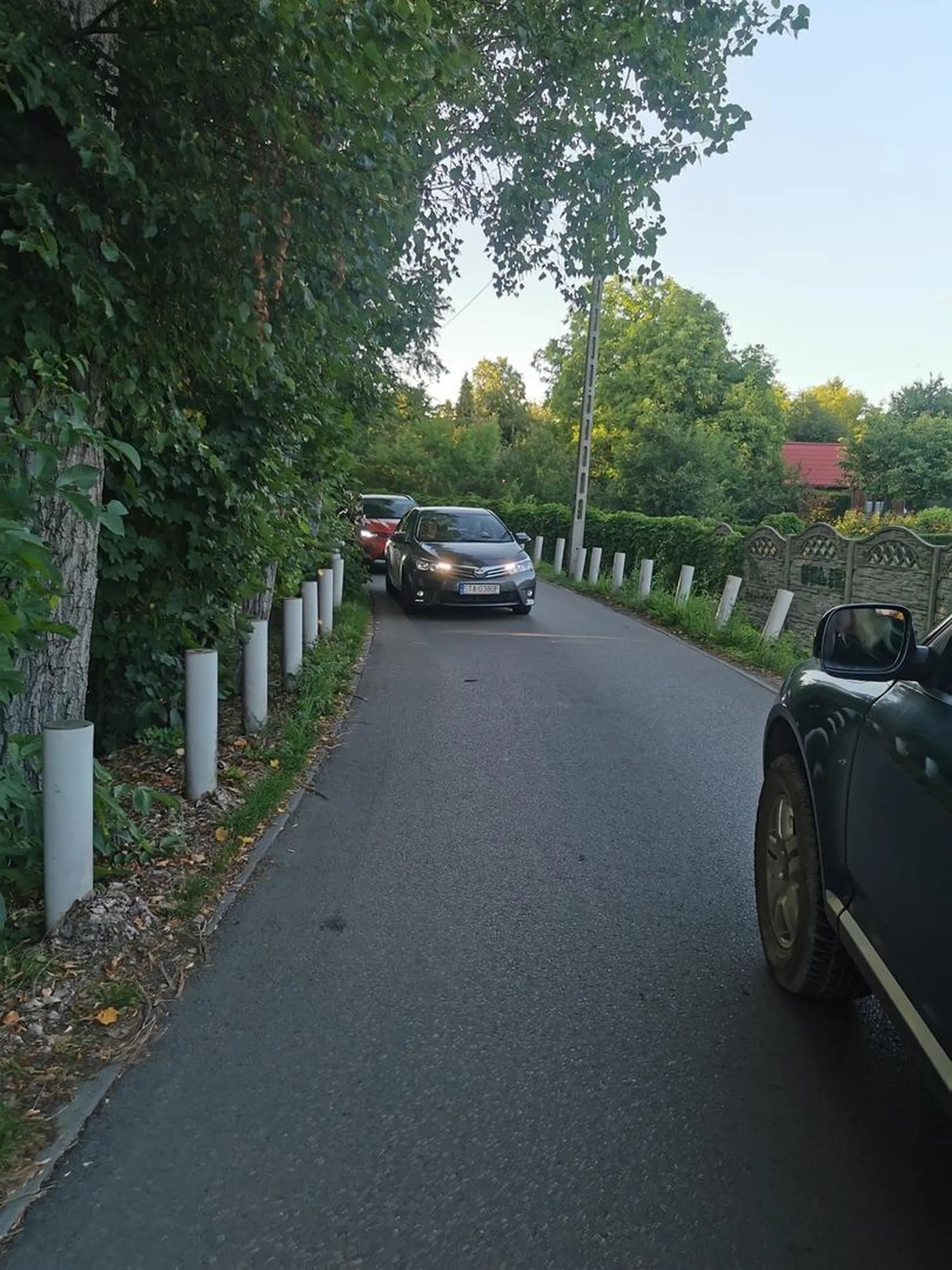 Stoi i nie cofnie żeby przepuścić auto z pierwszeństwem przejazdu mimo iż parę metrów temu mijał znak B-31 "pierwszeństwo dla nadjeżdżajacych z przeciwka" (y)