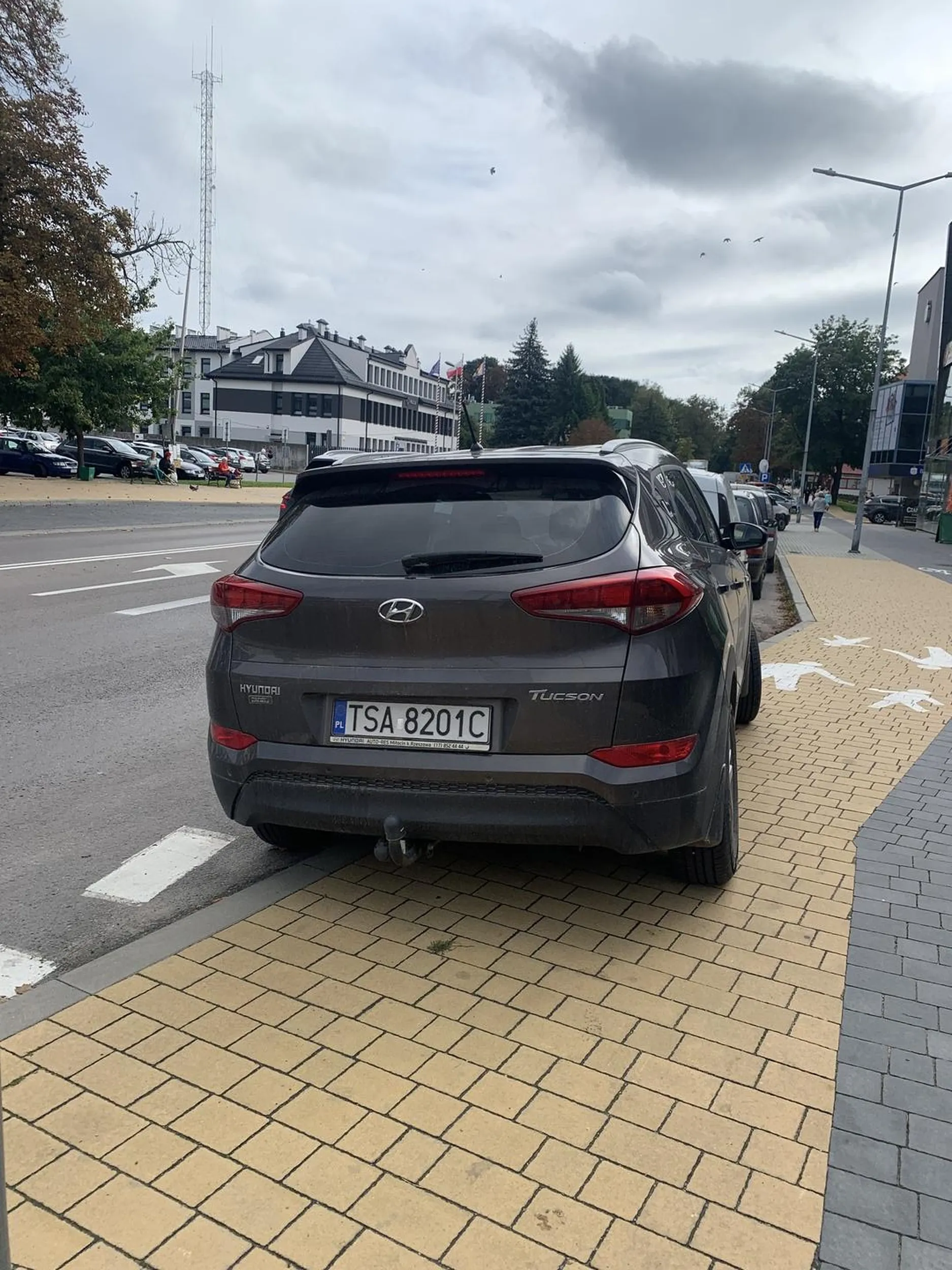 Blokuje przejscie na chodniku