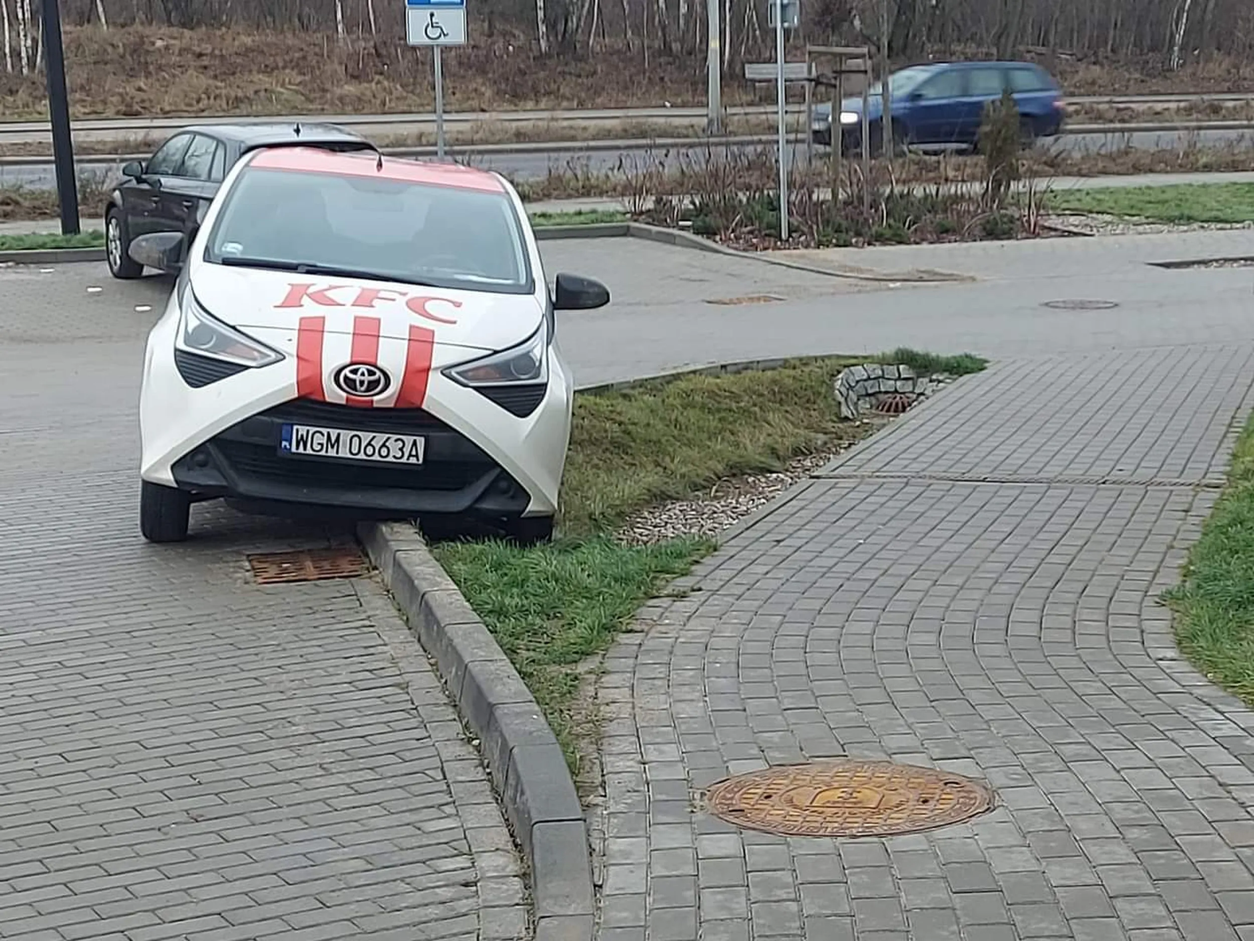 Piękne parkowanie dostawcy kurczaków.