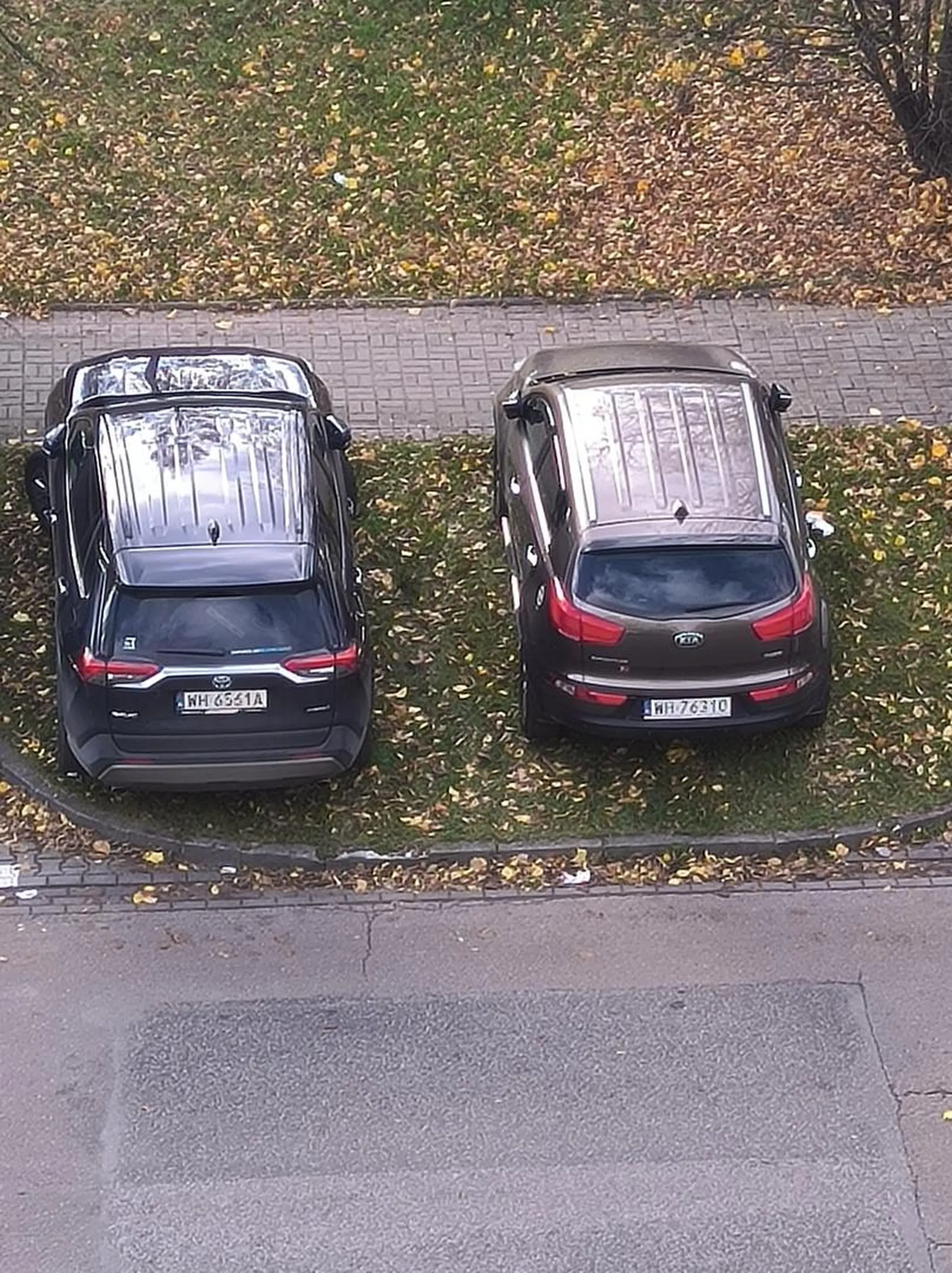 Parkowanie na trawniku, groby nie uciekną panie niszczący zieleń