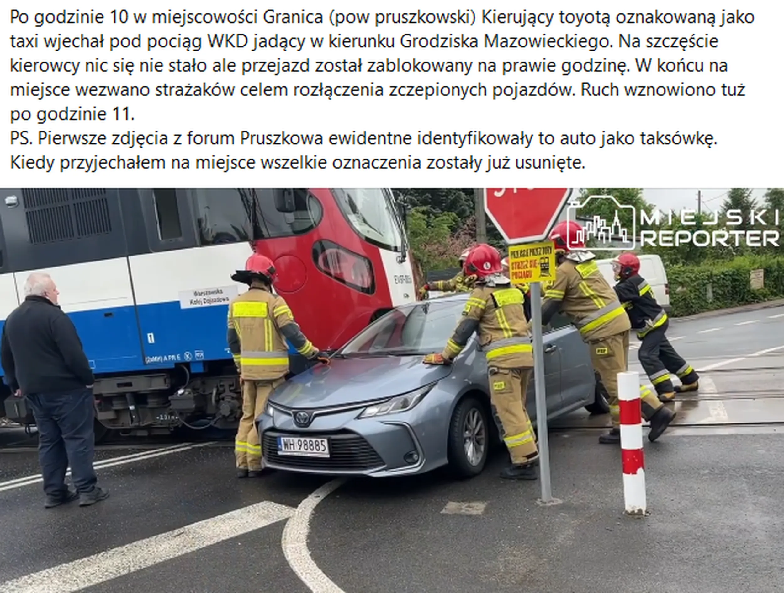 Jakiś lewy taksówkarz władował się pod pociąg w Pruszkowie. Kolejny oszust zapewne naciągający ludzi jak te mendy spod zachodniego.