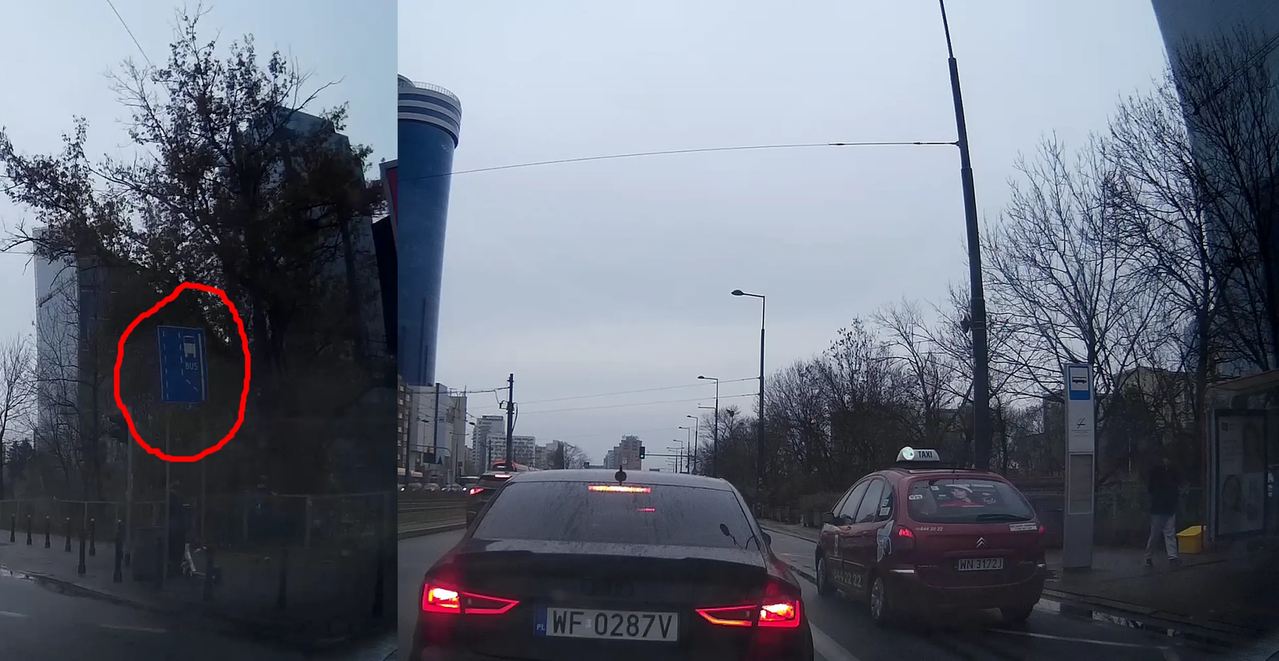 Jakoś nie widzę na znaku dopuszczenia taksówek do jazdy tym buspasem, ale przecież to tylko hołota z taxi, która uważa że przepisy jej nie dotyczą i jeżdżą jak chcą.