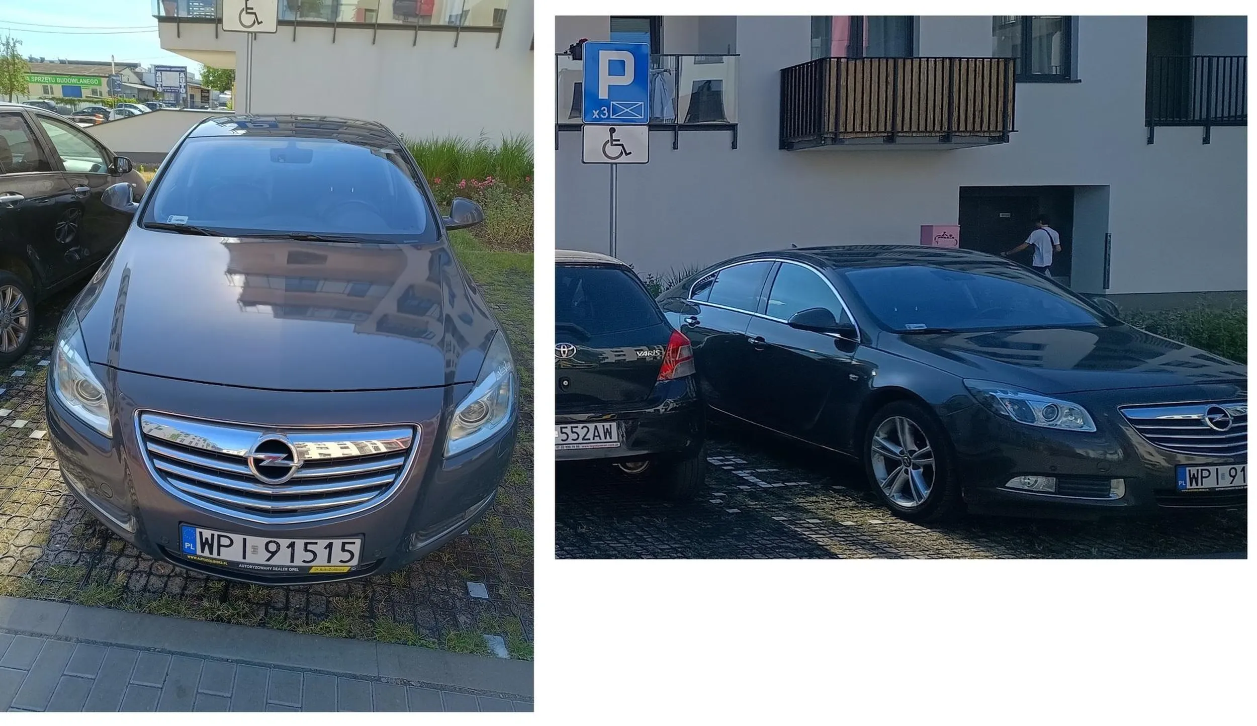 Parkuje na miejscu dla niepełnosprawnych.