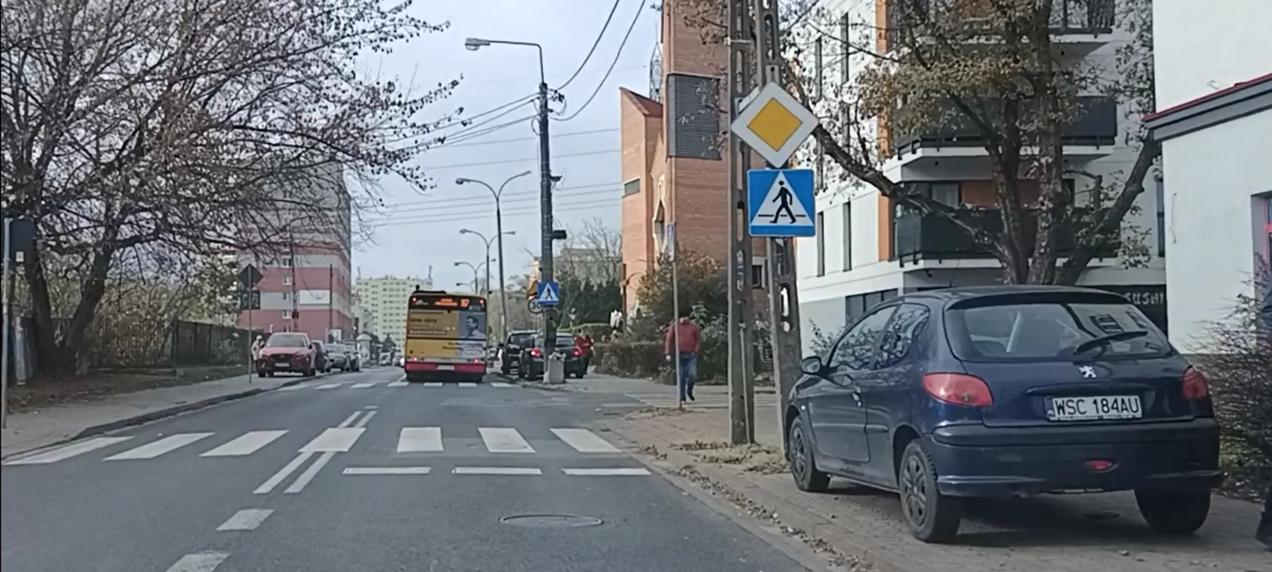 Za takie parkowanie pod znakiem "przejście dla pieszych"  to bym zabierał prawo jazdy na rok.