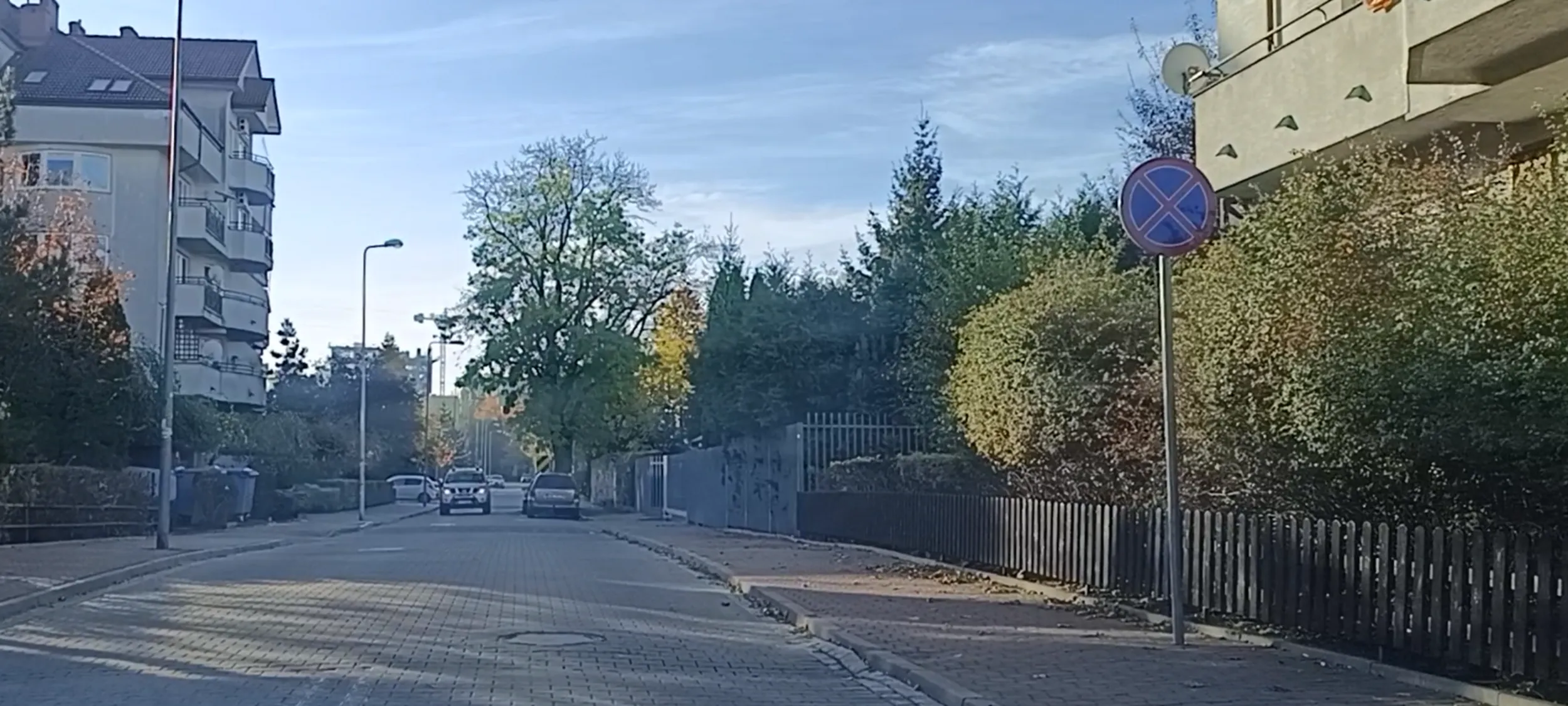 Pała za parkowanie na ulicy w miejscu zakazu i za utrudnianie widoczności przy wyjeździe z parkingu, panie pseudo kierowco.