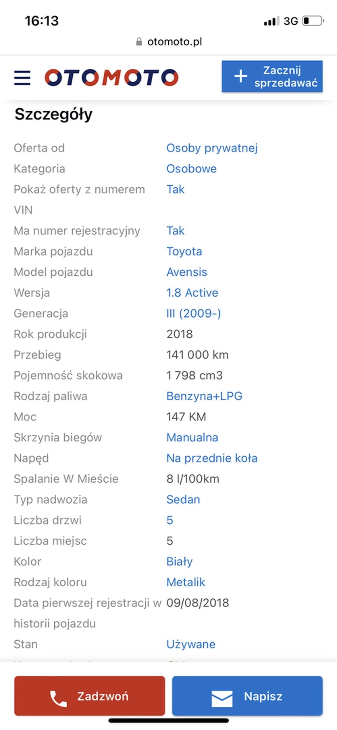 Auto służy do wymuszania zaliczek na rzekomo auto sprowadzone z Niemiec. Auto oczywiście jest zarejestrowane w Polsce ale ma założone Niemieckie tablice. VIN SB1BG70L73E160351