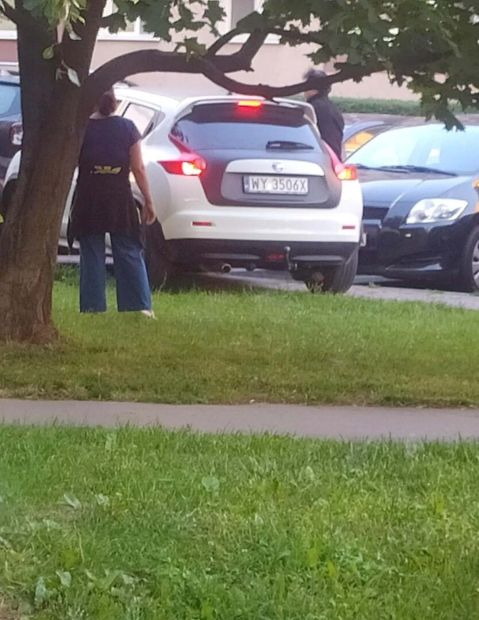 Kierowca na poziomie, wjedzie na chodniki i trawnik i ma wszystko w dupie.