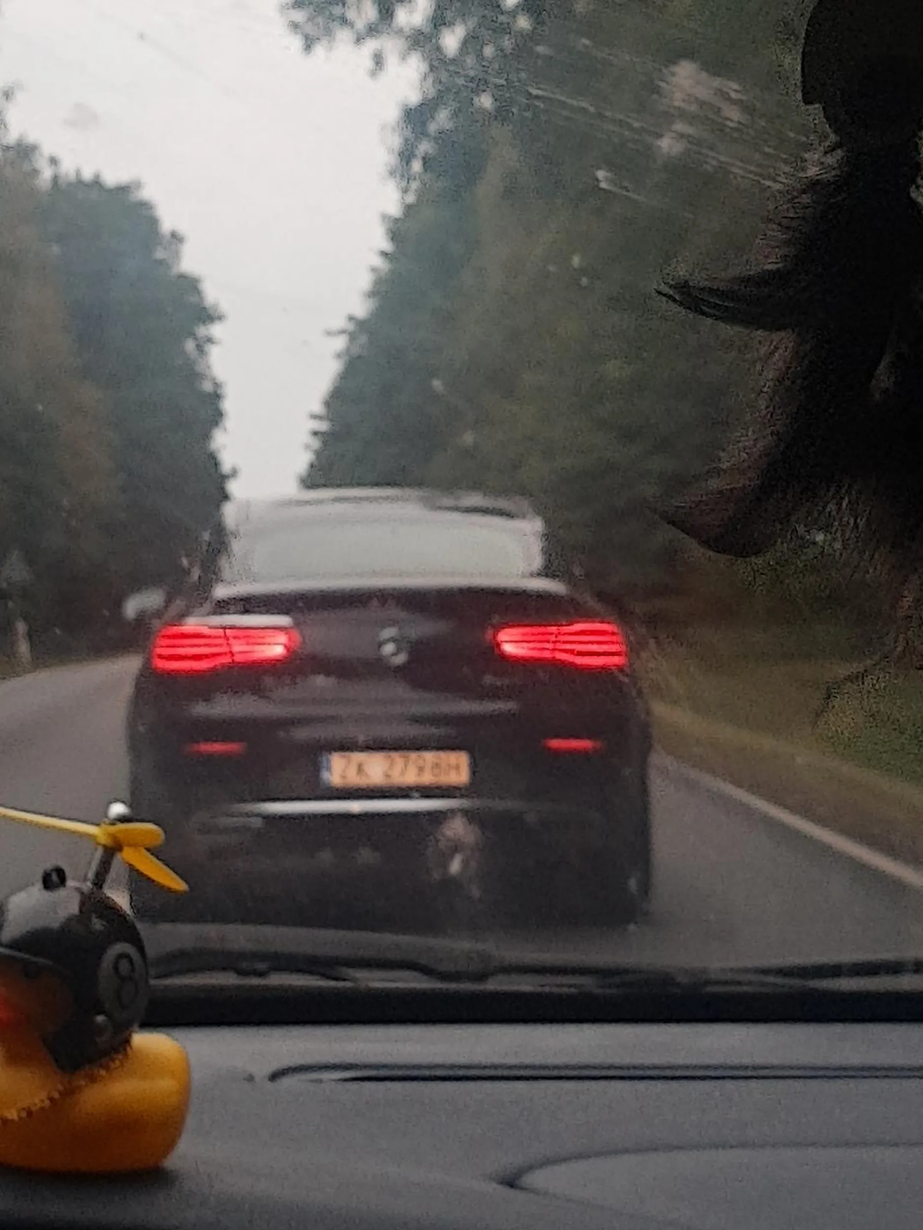 Ambicja mu nie pozwoliła sie wyprzedzić najpierw jedzie przy dupie równo z tobą po czym wyprzedzi zwalnia żebyś ty musiał zwolnić, wyprzedzasz go to stary ch*j przyśpiesza nie dając się wyprzedzić