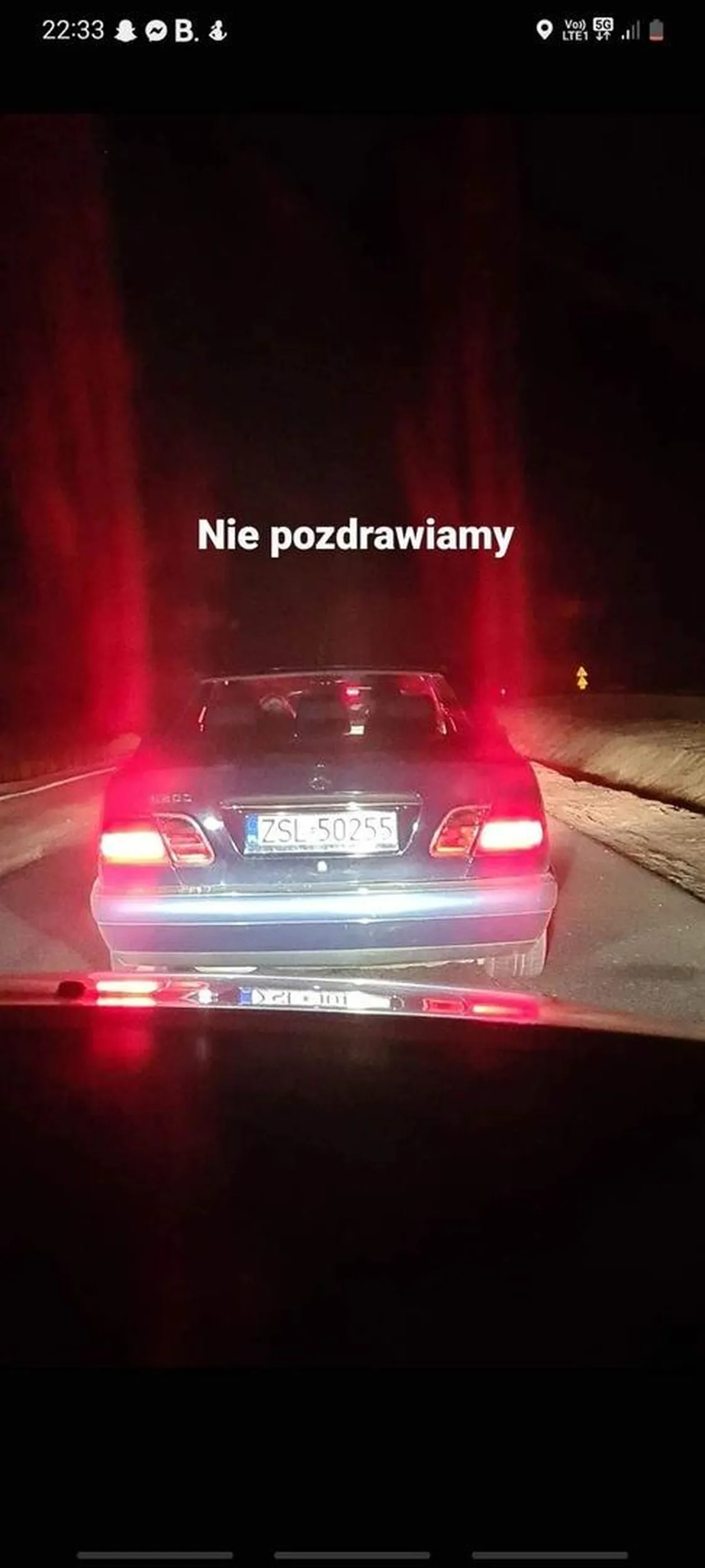 Nie polecam kierowcy jeździ w nocy na zapalonych długich światłach i nie stosuje się do przepisów ruchu drogowego