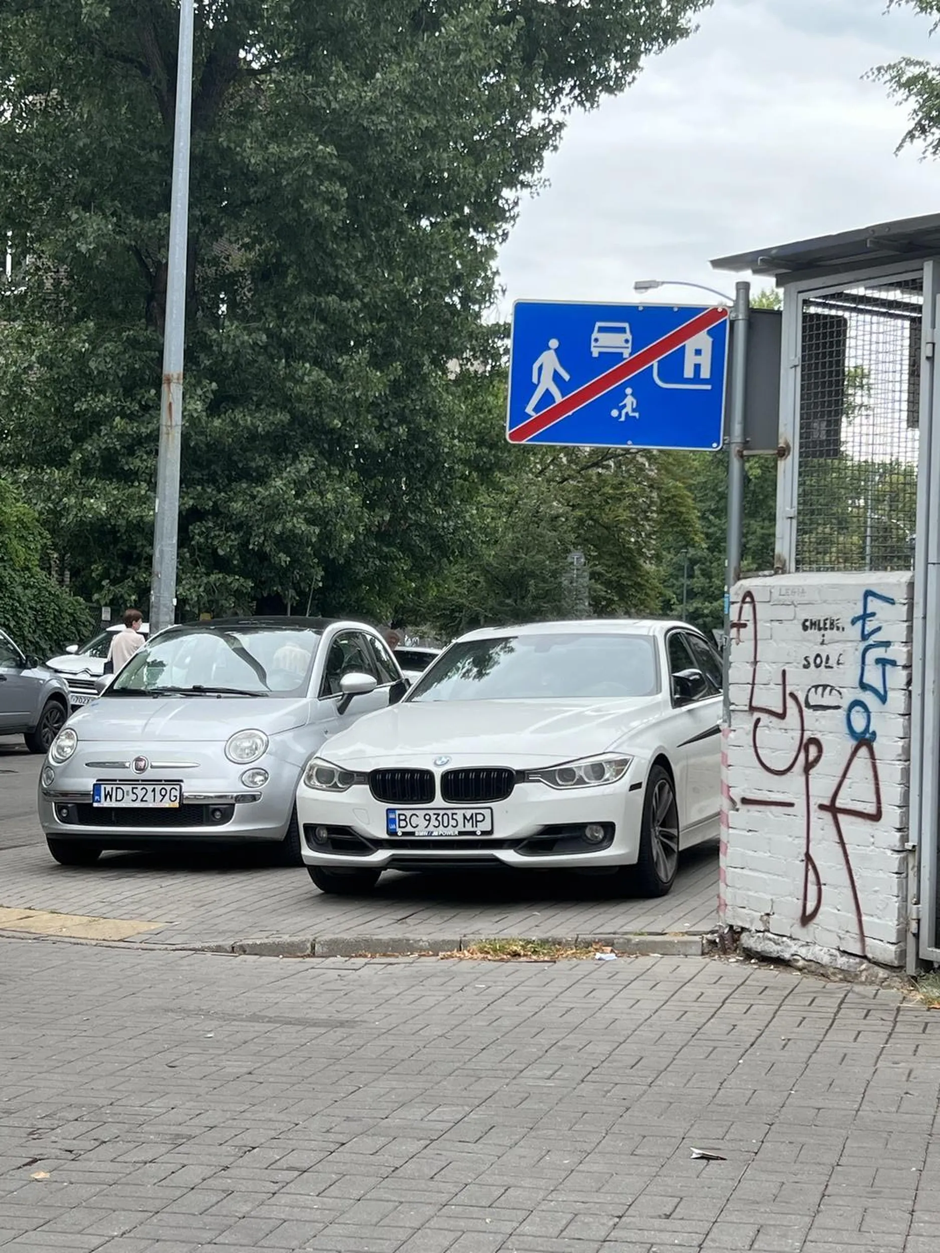 Gość parkować chyba nie umie i nie wie gdzie może, wykłóca się ze starszym państwem przechodzącym z trudnością chodnikiem, że tak wolno.