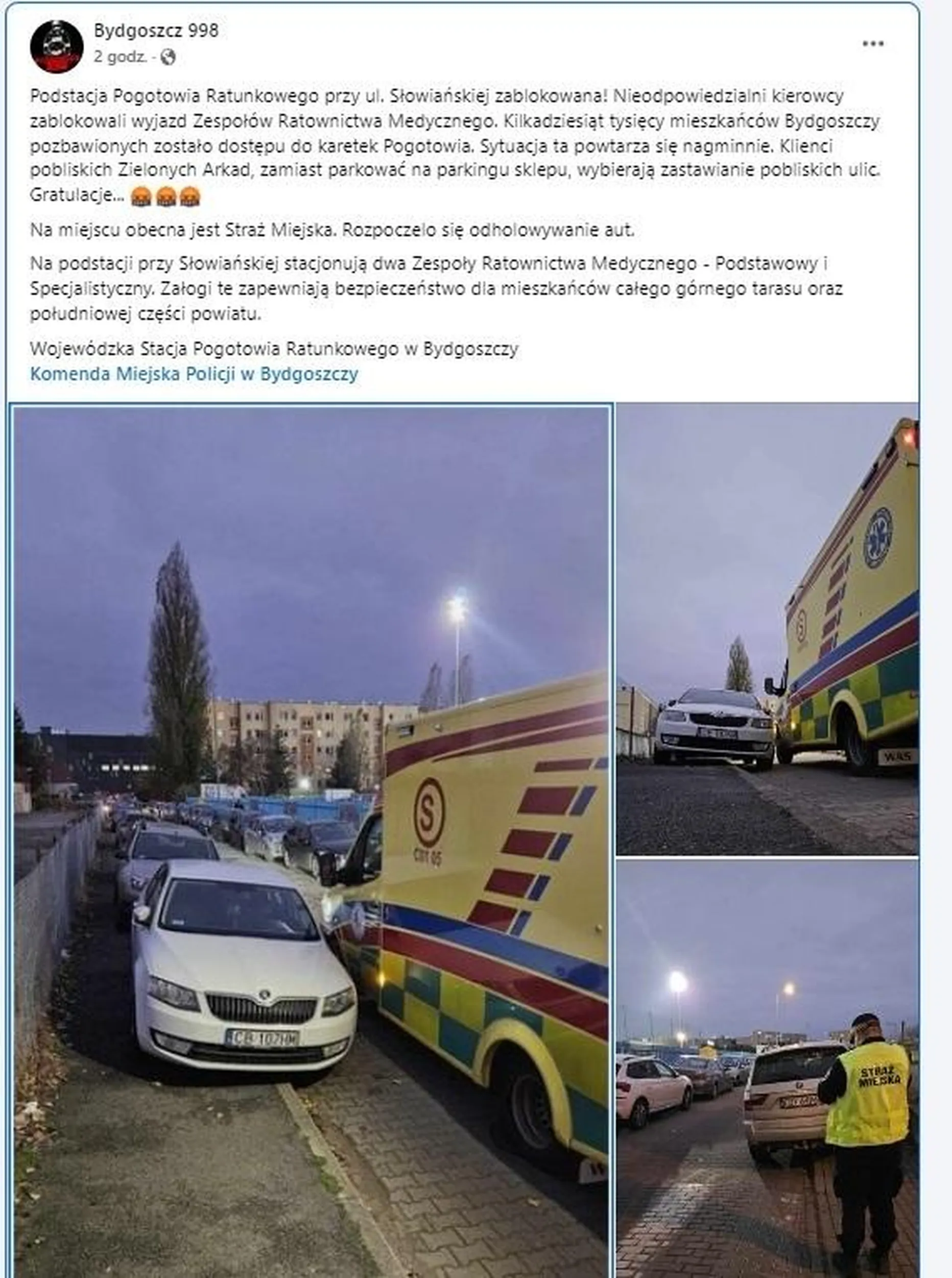 Spierdolina umysłowa zablokowała drogę wyjazdową karetek obsługujących bydgoski Górny Taras... gratulujemy takiemu imbecylowi. Ten skurwiel powinien mieć zarzuty karne i niech się tłumaczy przed prokuratorem!