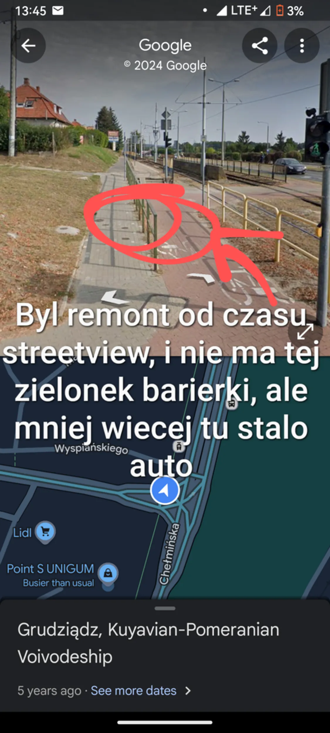 Palant se stanal na chodniku doslownie obok przystanku Chelminska/Kraszewskiego...