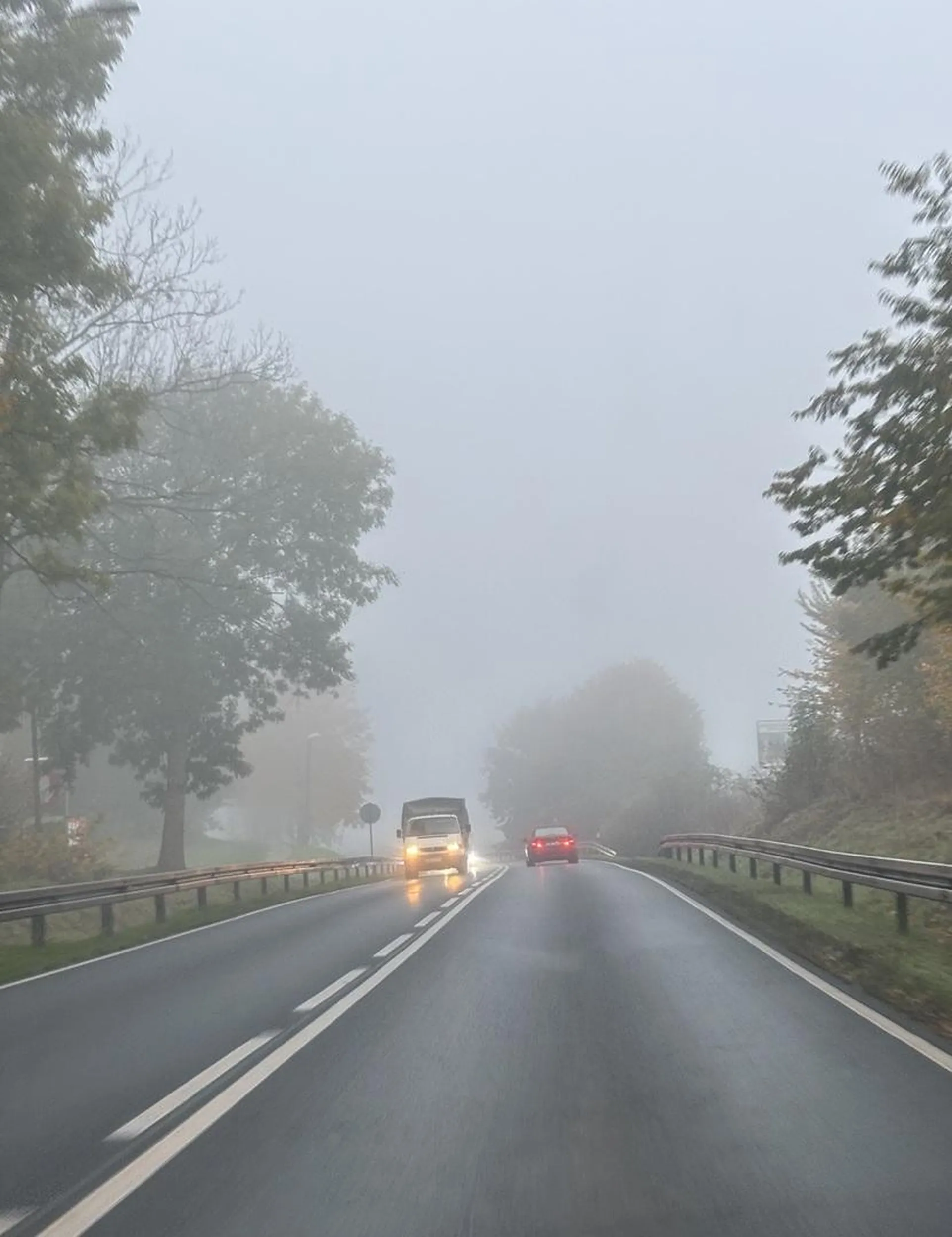 Kolego doczytaj warunki dopuszczalności używania tylnych świateł przeciwmgłowych. Wiem że chcesz być fajny i pokazać jak się znasz, ale nie tędy droga
