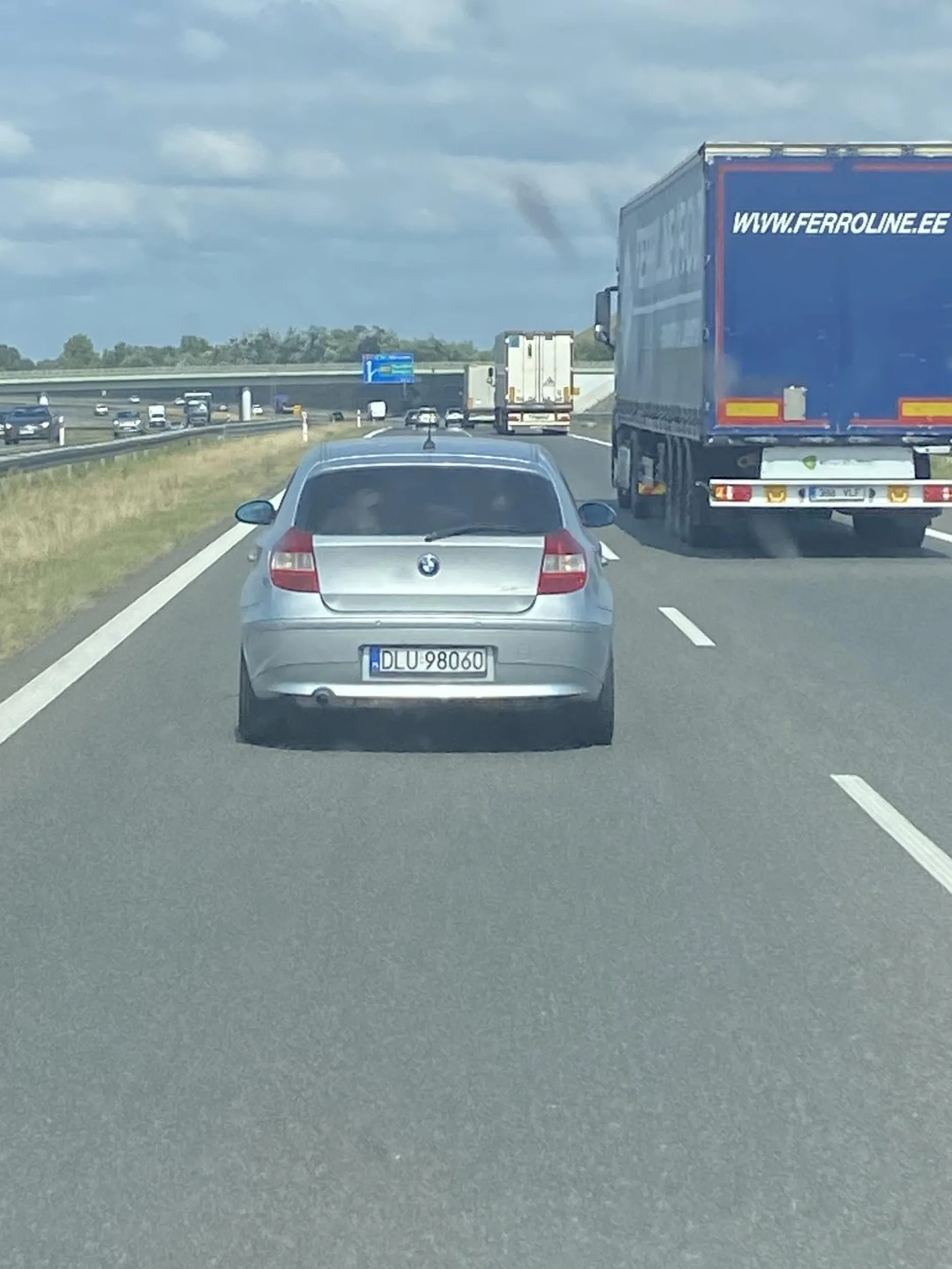 Na autostradzie A2 jedzie lewym pasem 50 km/h. A w środku dwie  małpy