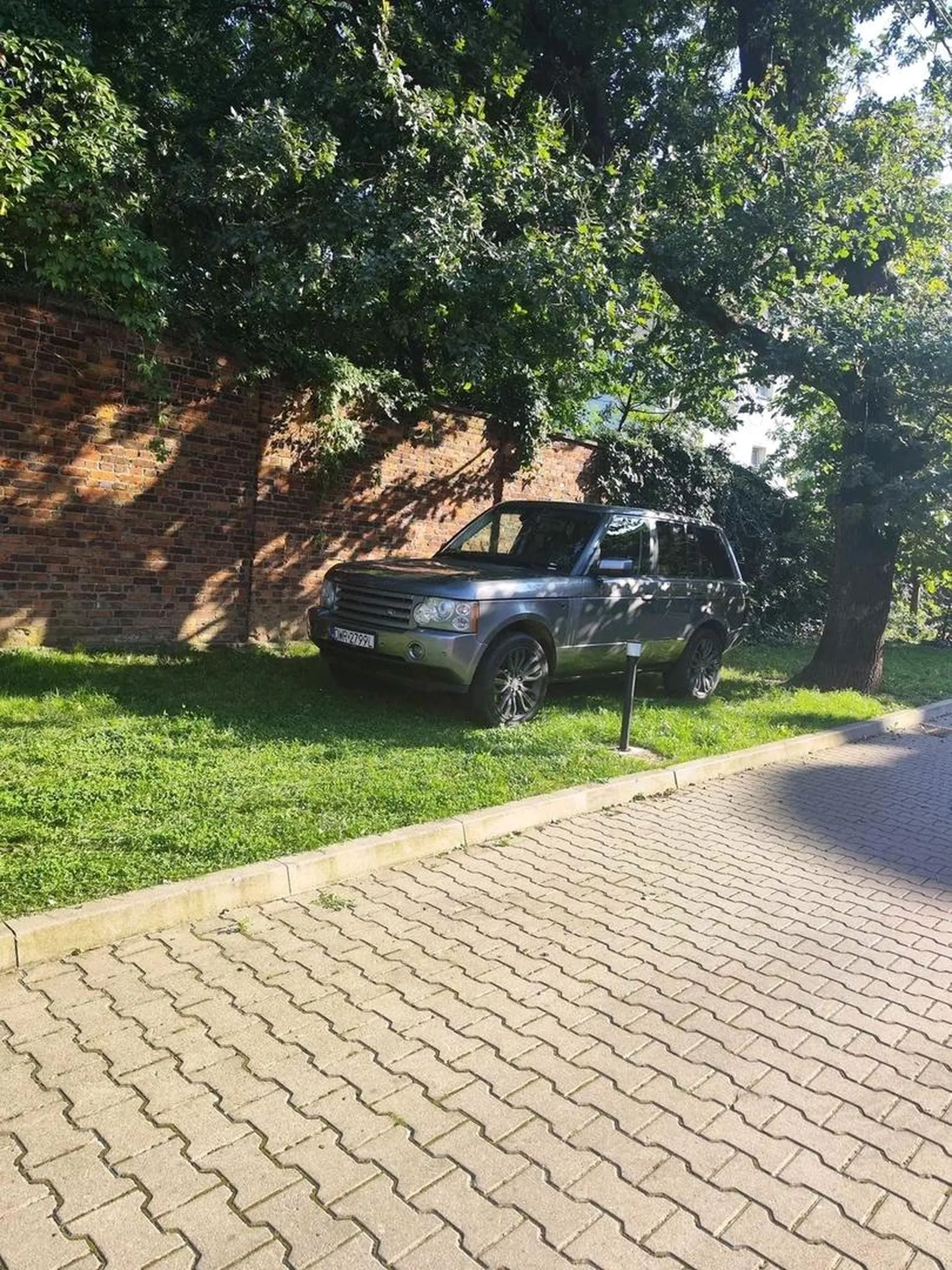 Samo się komentuje, niszczenie trawnika na terenie wspólnoty mieszkaniowej.