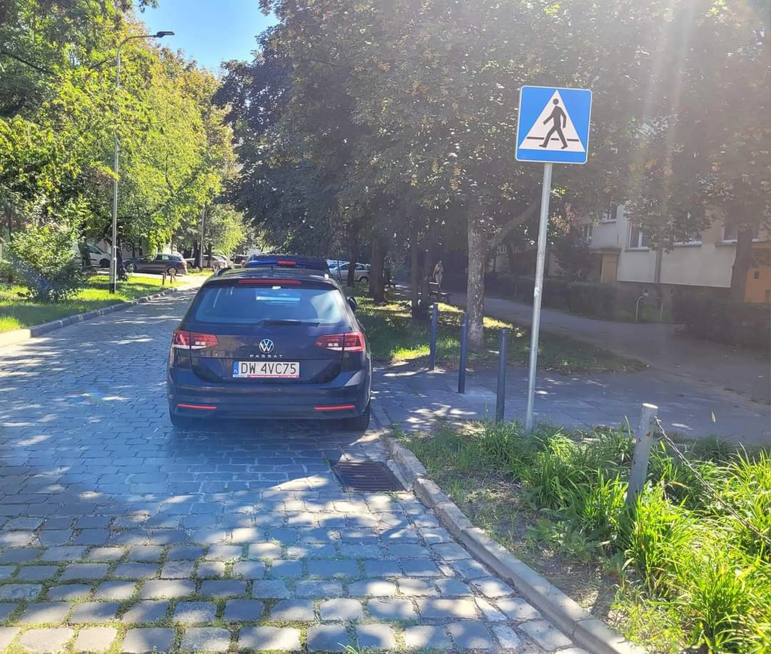 Parkuje blokując przejście dla pieszych