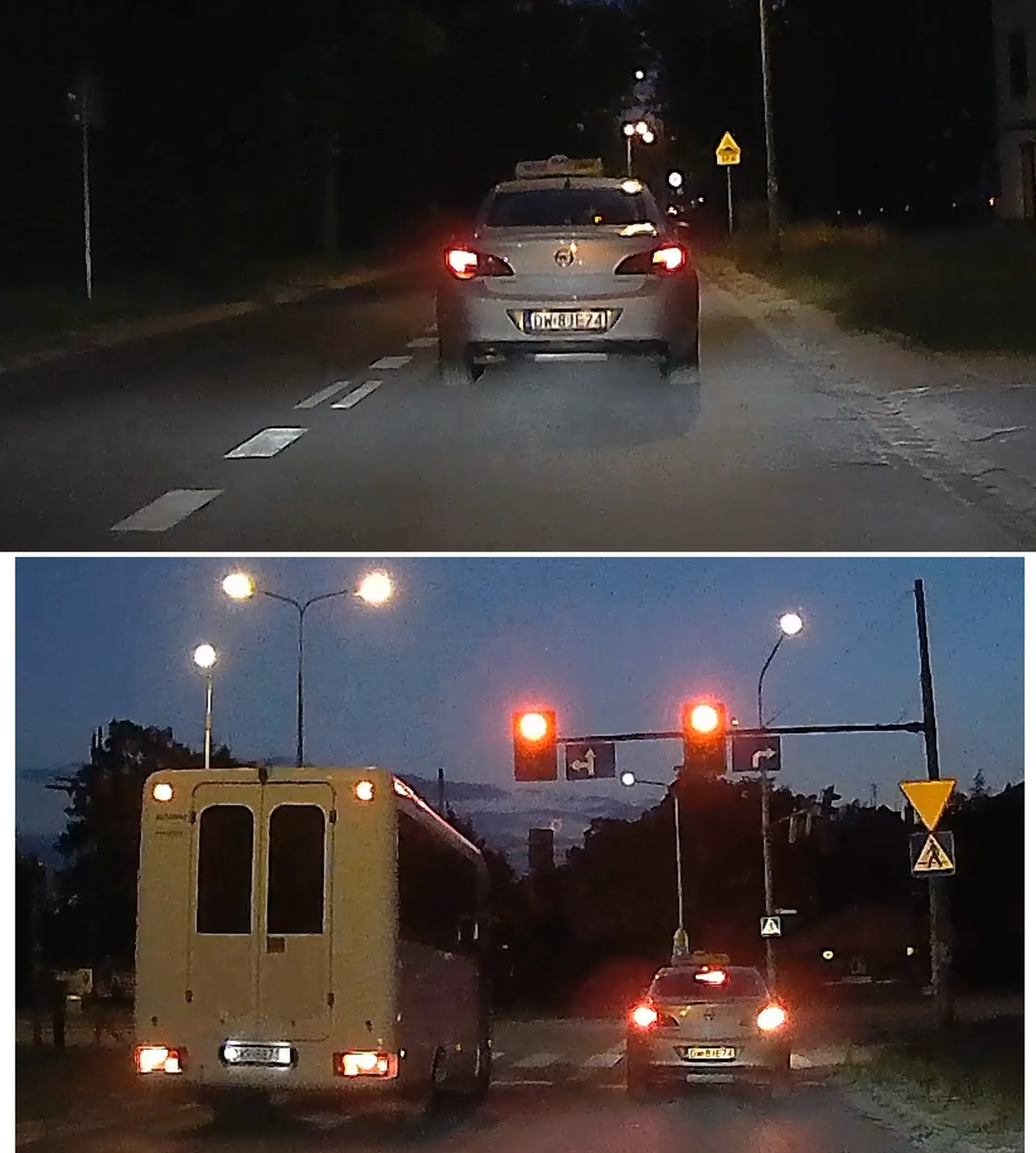 Wlecze się 20 km/h ale jak sie zapali czerwone to nagle mu sie spieszy.