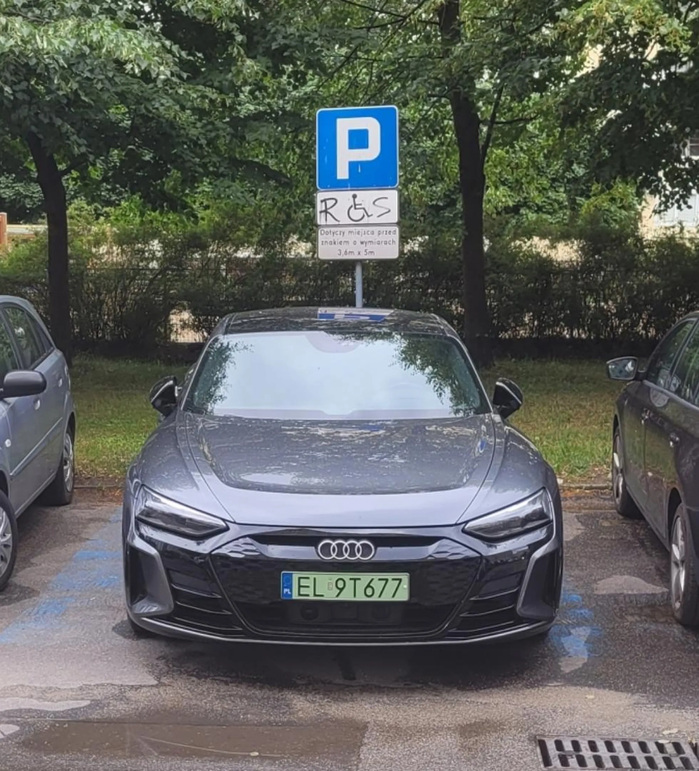 Ja rozumiem, że aby kupić elektryka trzeba mieć coś z głową ale jeszcze nie uprawnia to do parkowania na miejscach dla inwalidów. W koło budynku tyle miejsc ale chyba za daleko od wejścia...