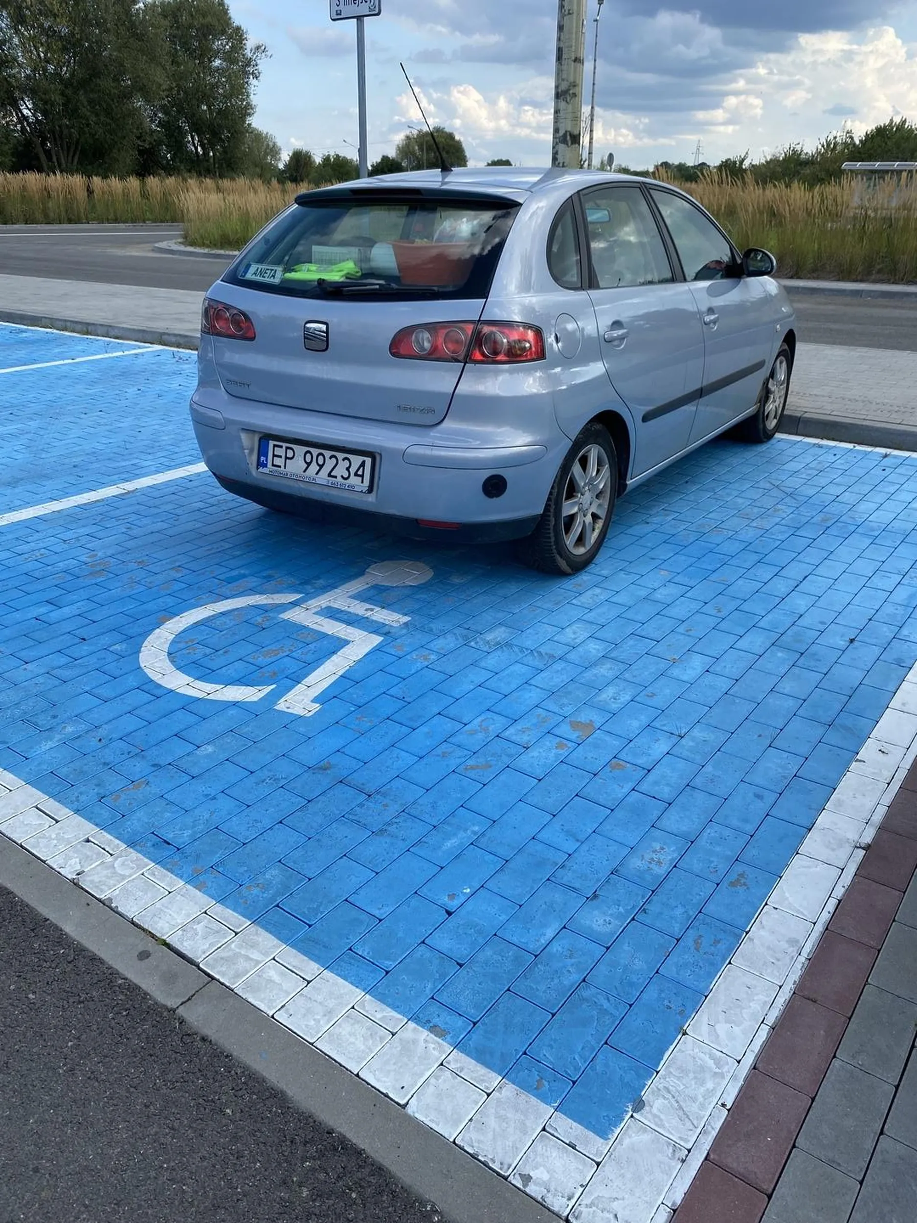 Staje na Miejscu dla inwalidów i nie posiada informacji o niepełnosprawności