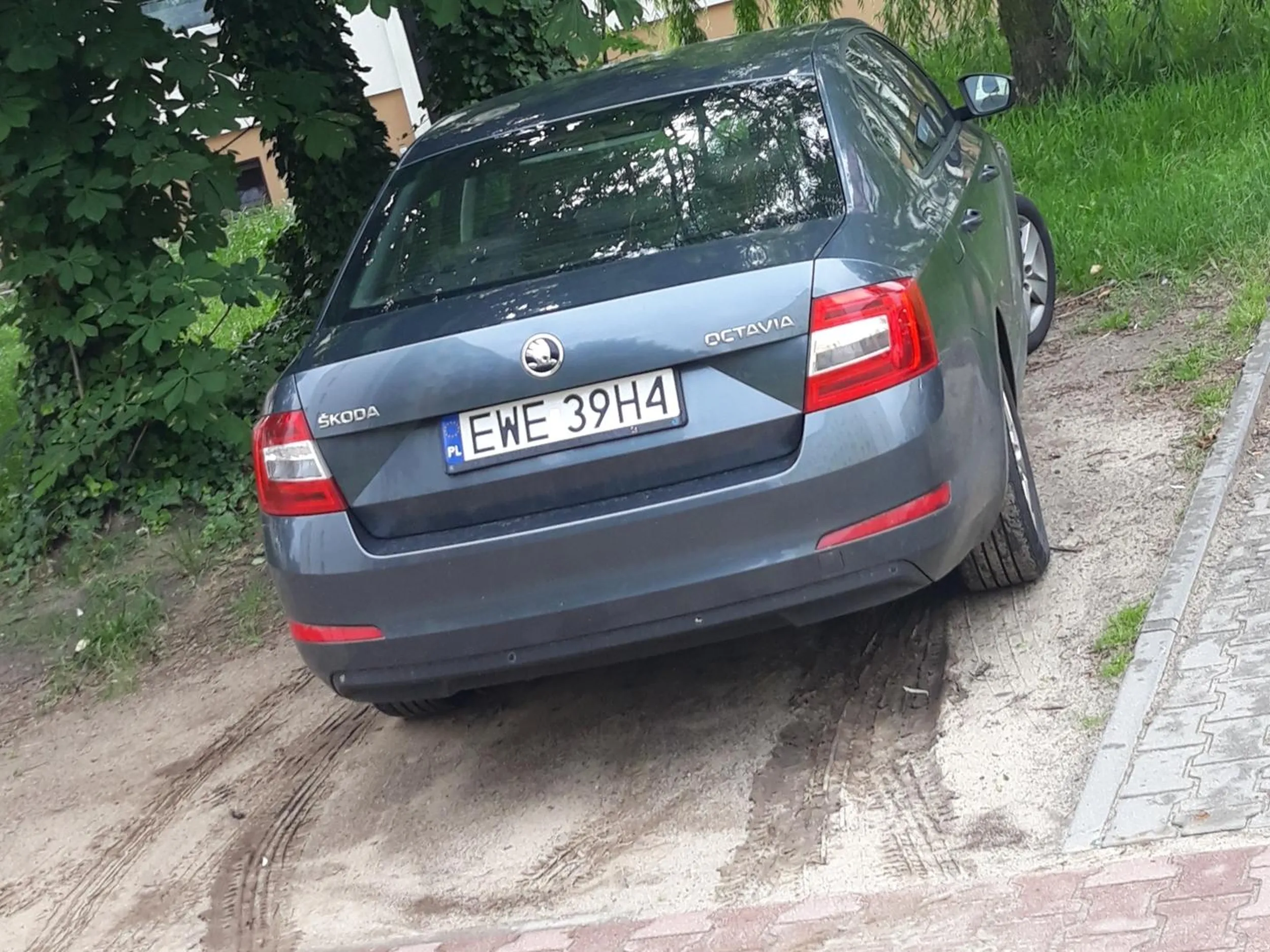 Droga pożarowa, zakaz postoju, parkowanie na trawniku, niszczenie zieleni.