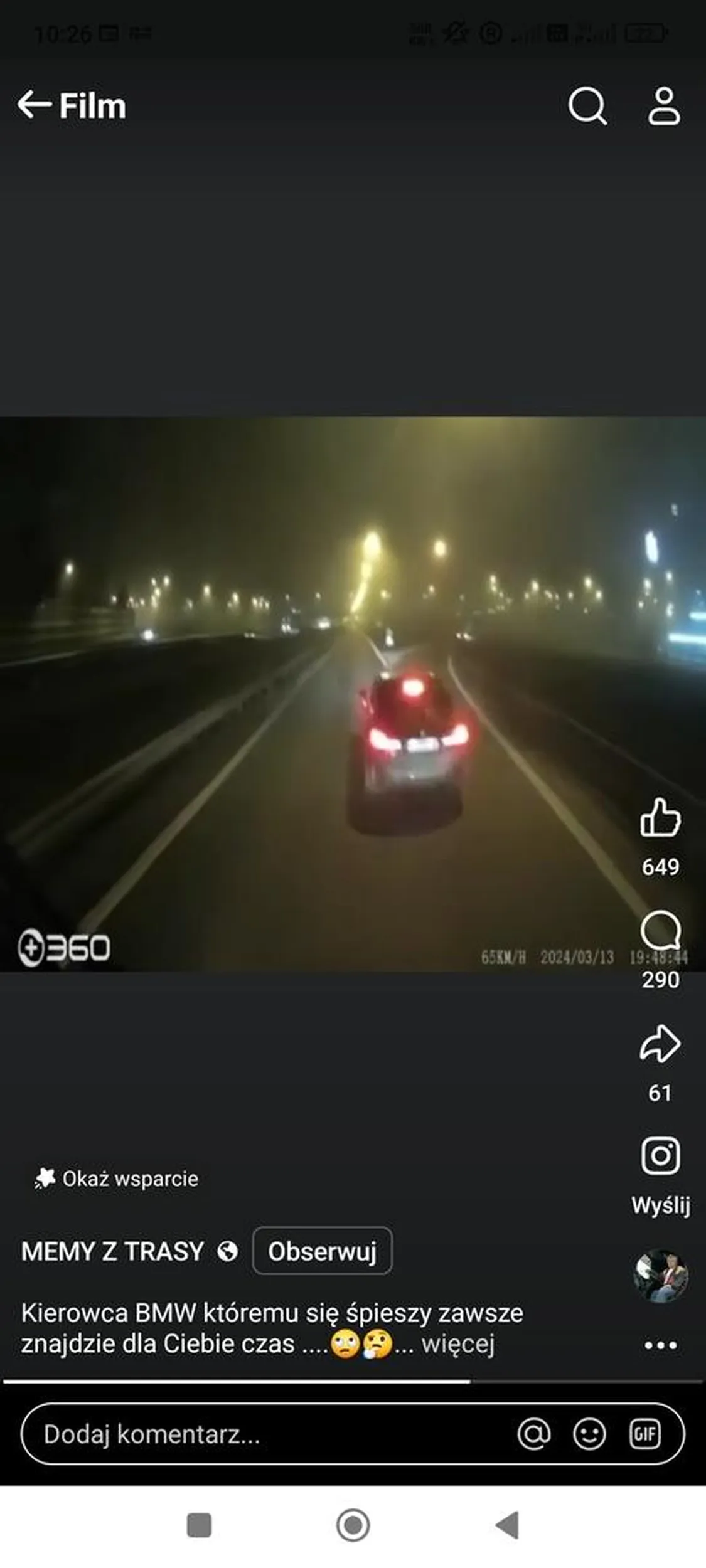 Amebo umysłowa jak nie potrafisz się rozpędzić na tyle żeby wjechać przed ciężarówkę to nie wsiadaj za kierownicę. Film pewnie trafi na policję i ci ładnie dojenie mandat za to co robiłeś ?