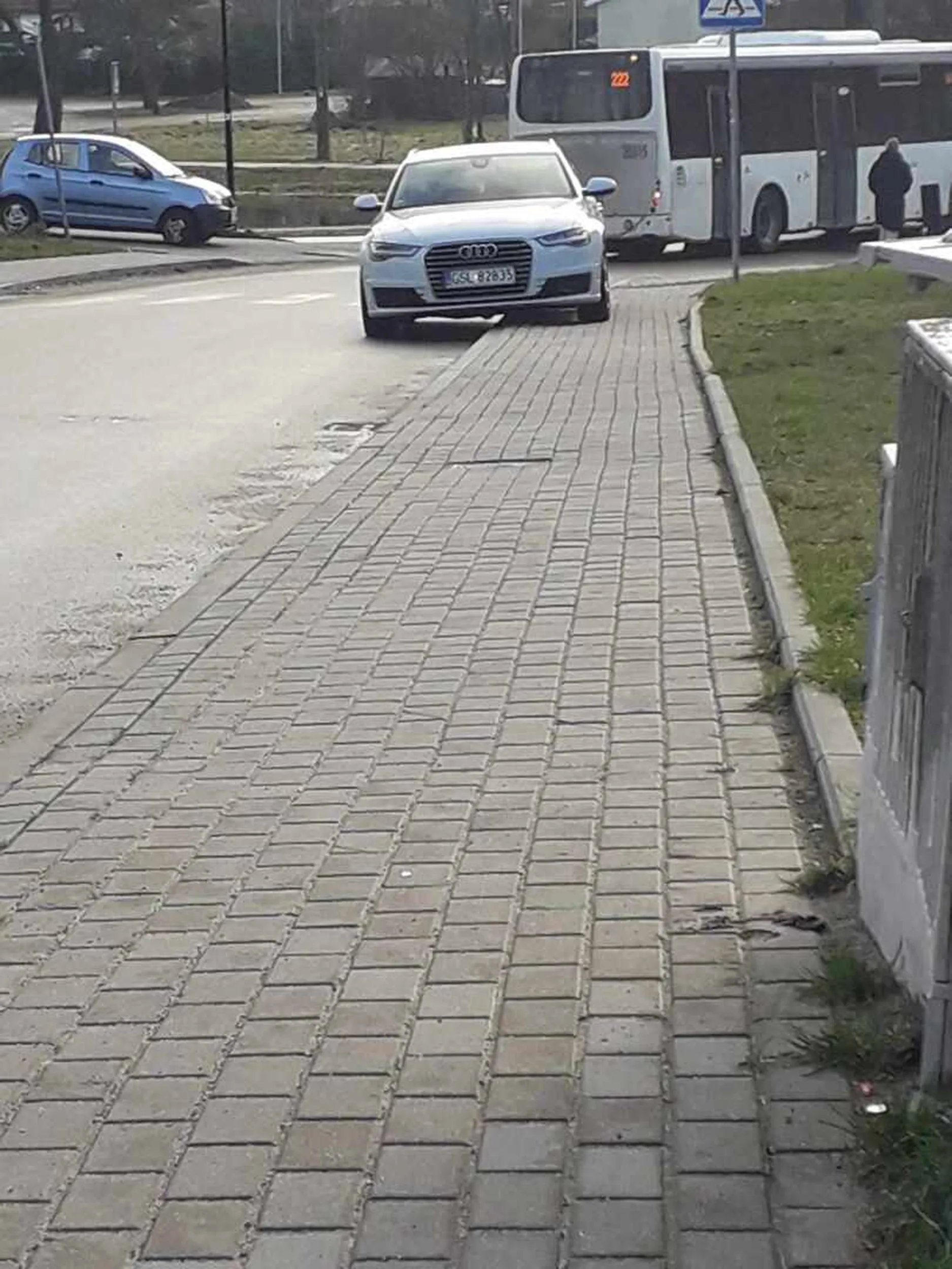 Zaparkował na chodniku tóż za pasami a kolo pusty parking sklepu biedronka nie polecam