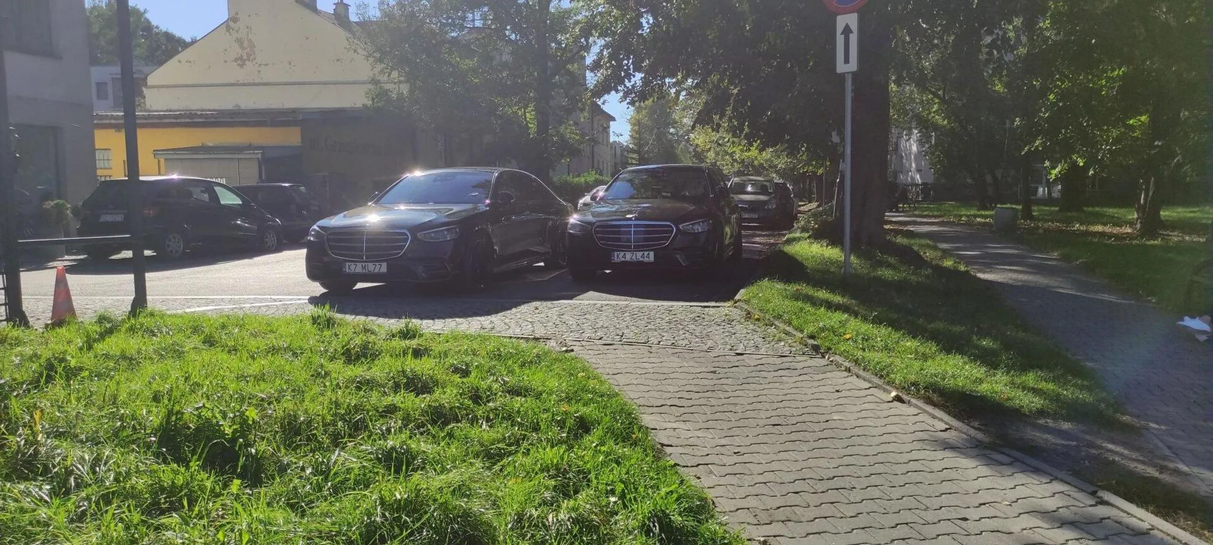 Kierowca zapewne niezauważył zakazu - zakładam że  biedak albo krakoski centuś bo dookoła strefa parkowania była w miarę pusta