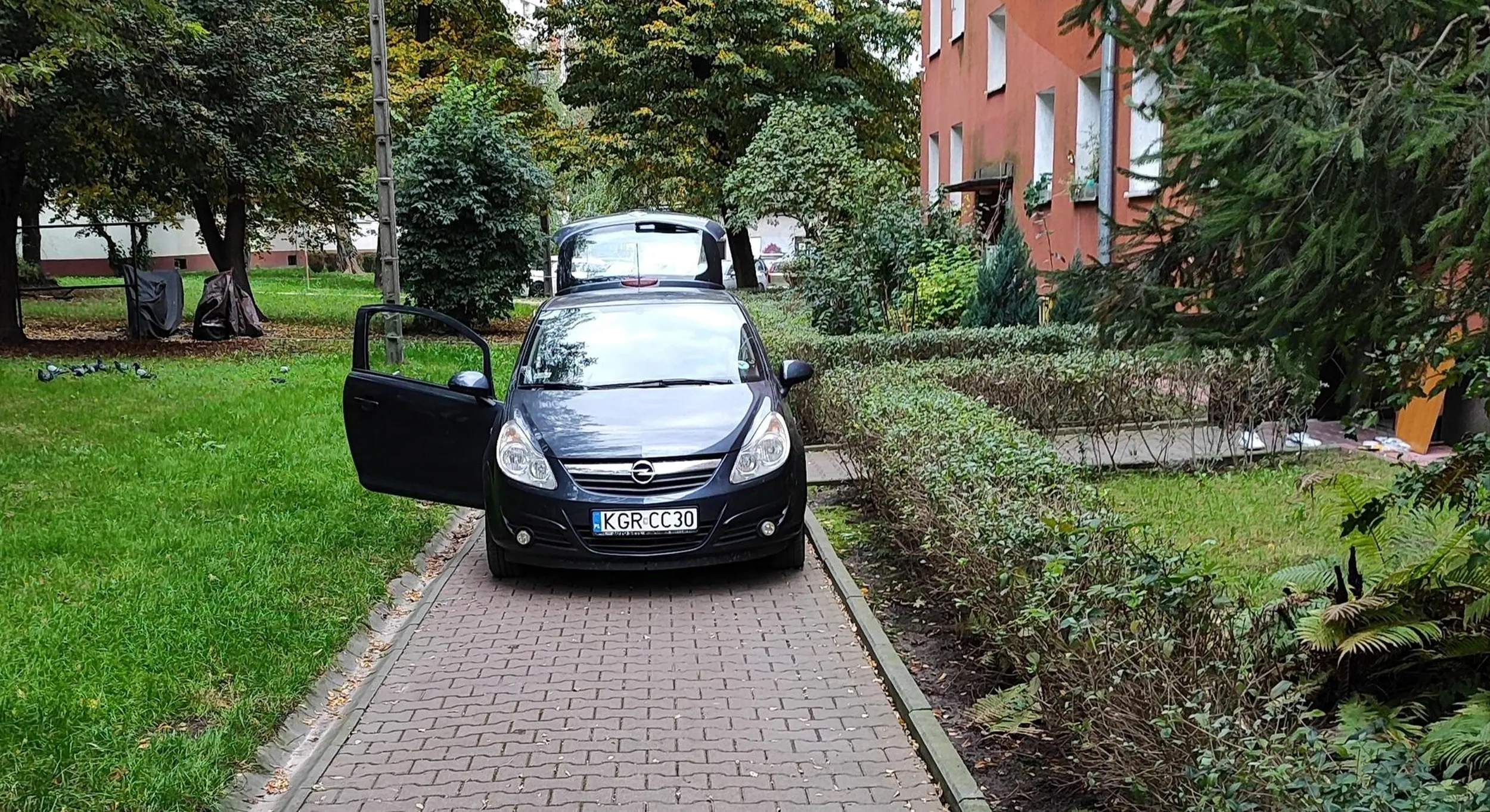 Zwykły odpad społeczny. Wjechał w sam środek osiedla po chodniku i tak zaparkował. Osobą które chciały przejść kazał iść trawą...