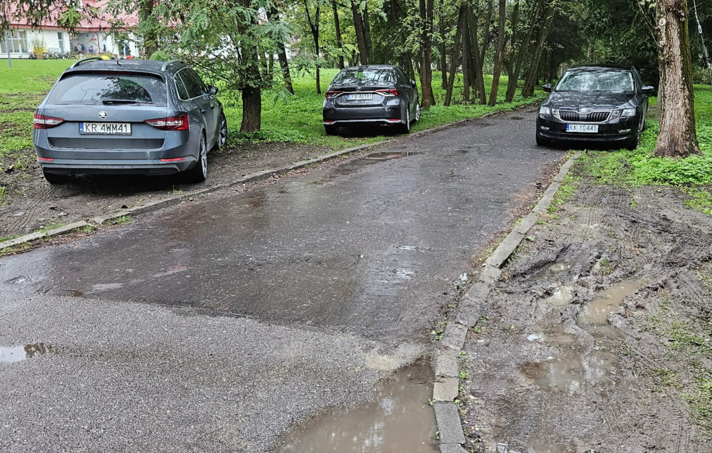 Uprzejmie proszę aby Państwo nie rozjeżdżali już trawników na terenie szkoły.