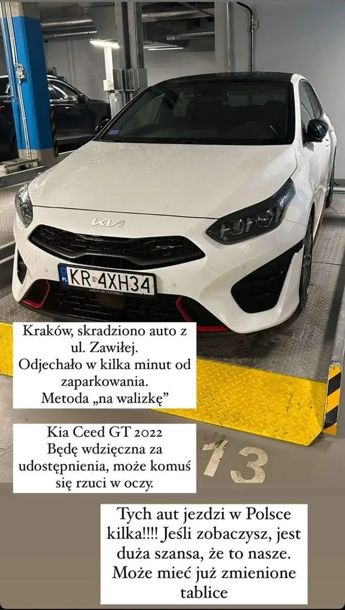 Skradziona KIA CEED GT, 02.12 godzina 17:10 z ul. Zawiłej 61a. Będę wdzięczna za każdą informację, może komuś się rzuci zaparkowana gdzieś w Krakowie lub okolicach. Może gdzieś stygnąć ?