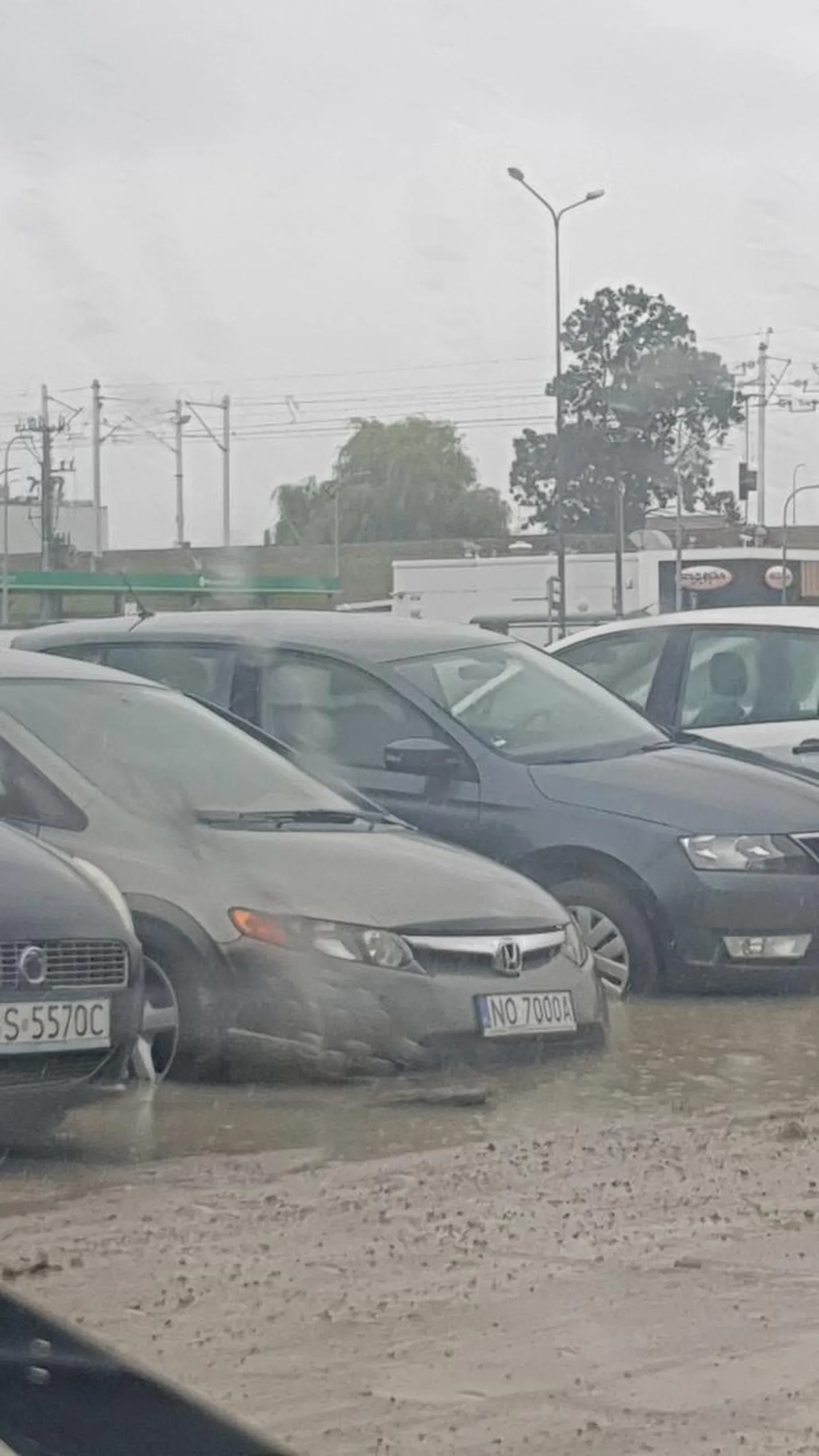 Honda kąpie się przy lotnisku w Gdańsku.