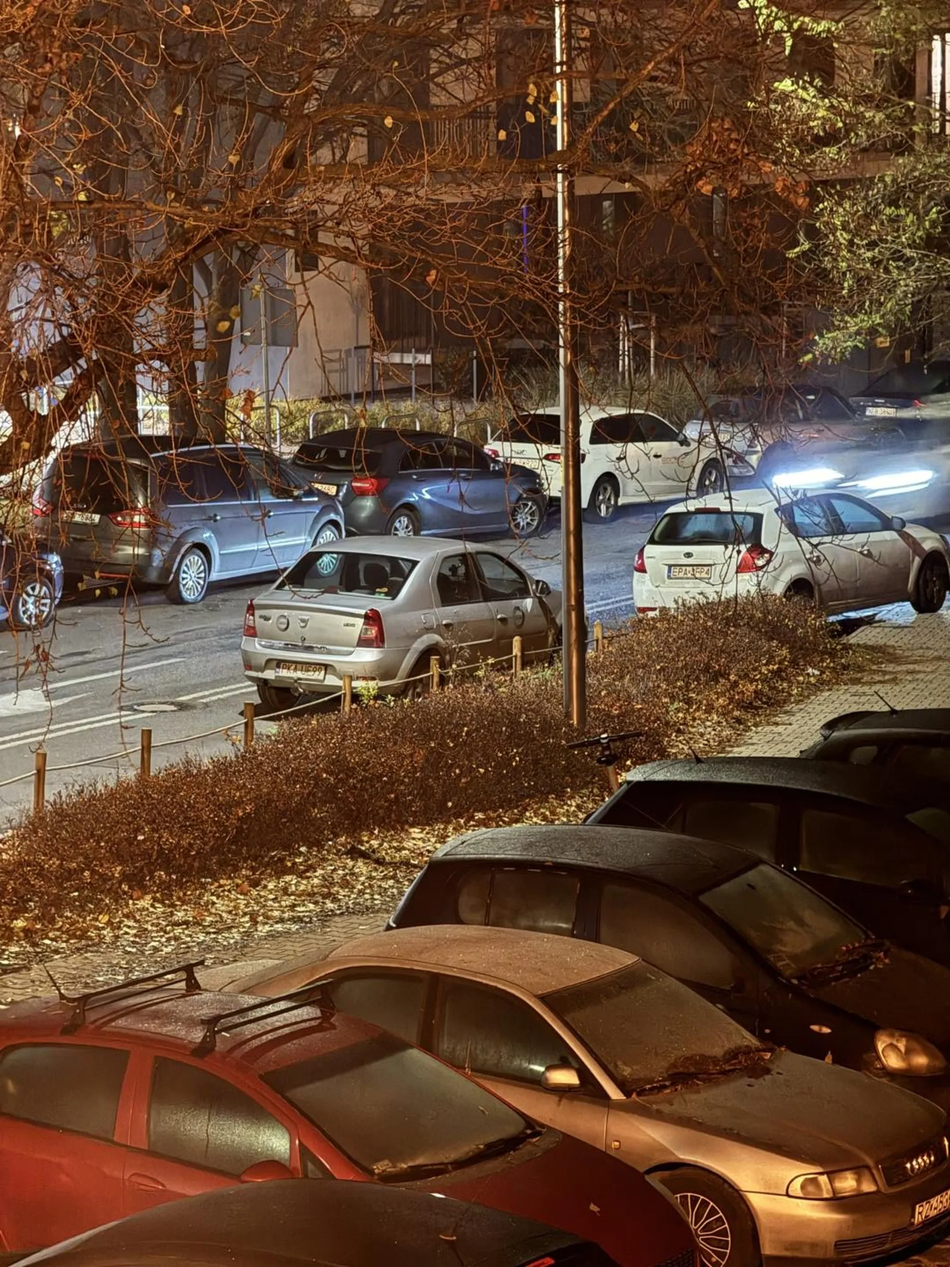 Pirat drogowy się zaparkował na drodze.