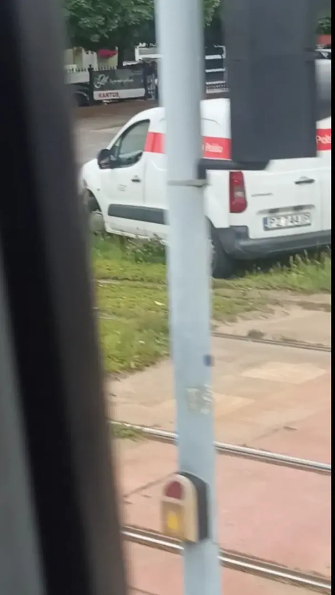 Nawracanie na przejściu dla pieszych, a że piesi przeszkadzali to po pasie zieleni.