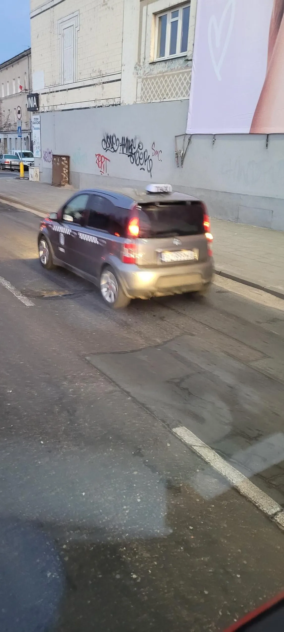 Przyglup leśny w pseudo taxi